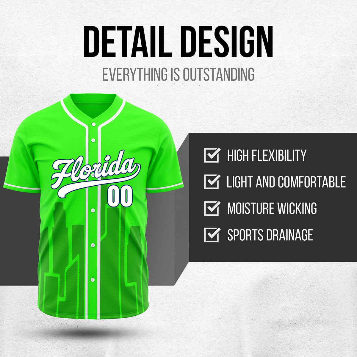 Custom City Flux Neon Green Baseball Sports Jersey Personalized Uniform with Name & Number