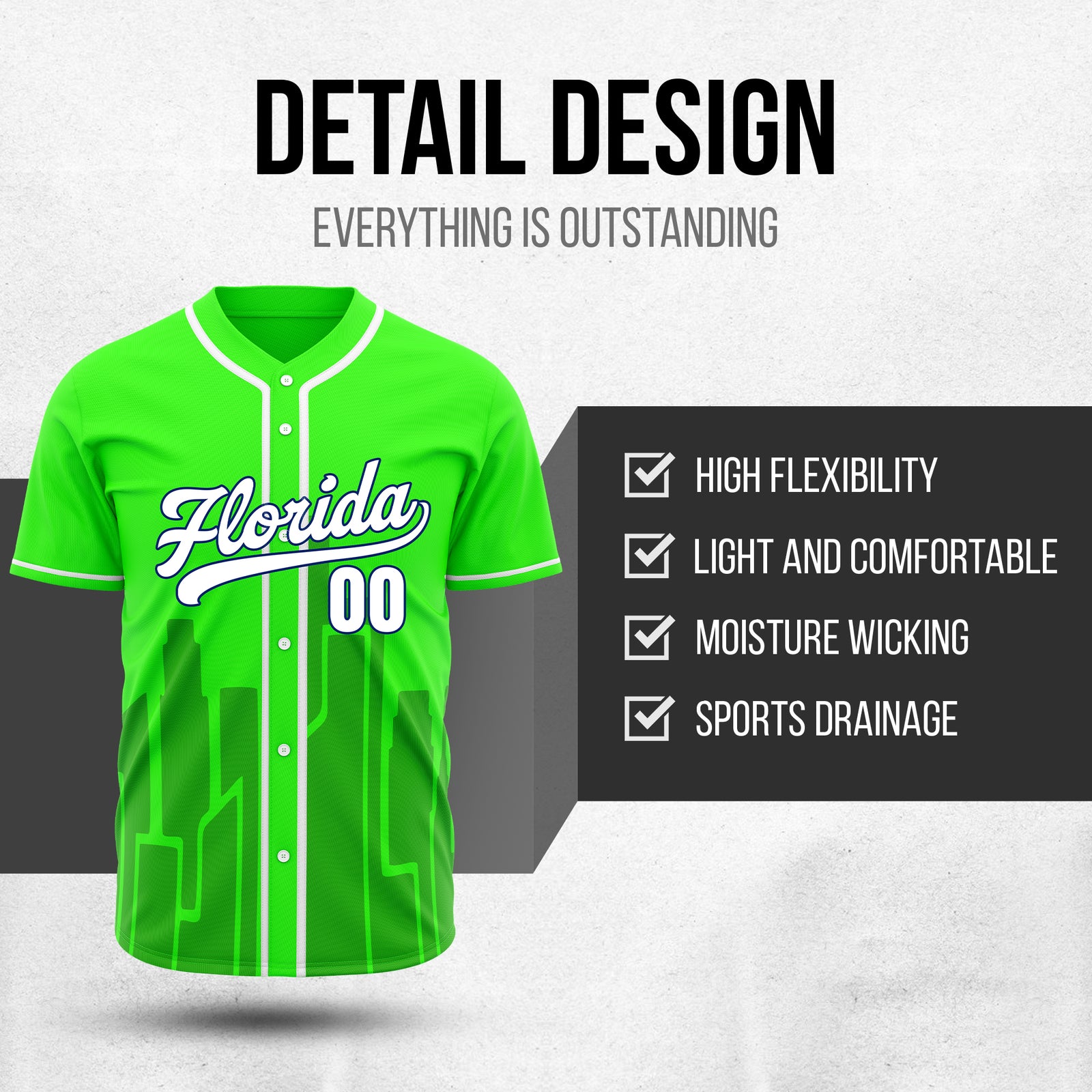 Custom City Flux Neon Green Baseball Sports Jersey Personalized Uniform with Name & Number