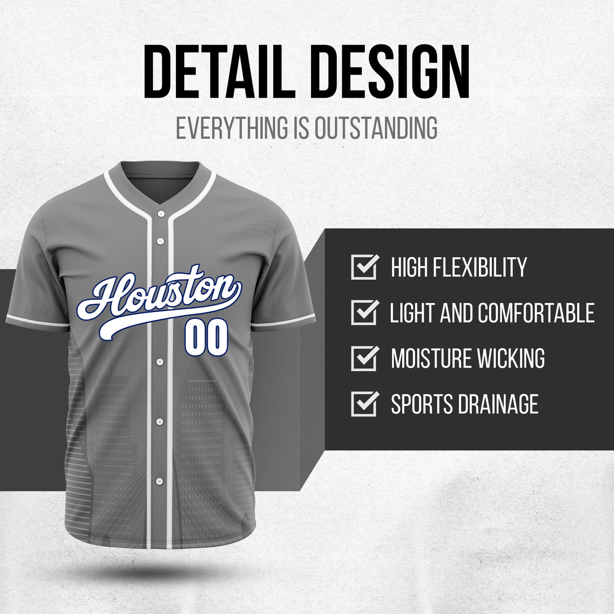 Custom City Pulse Grey Baseball Sports Jersey Personalized Uniform with Name & Number