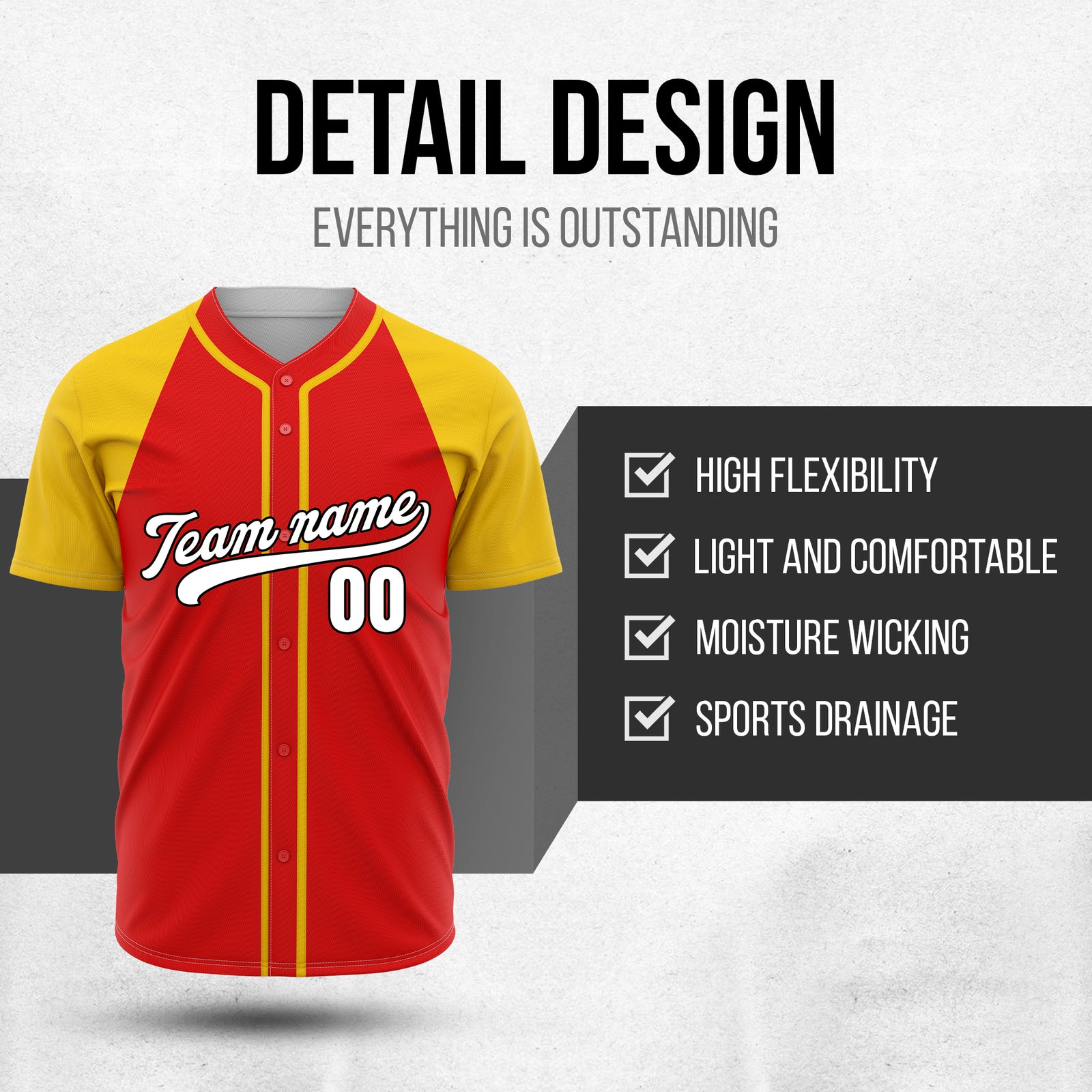 Custom Baseline Baseball Red Sports Jersey Personalized Uniform with Name & Number