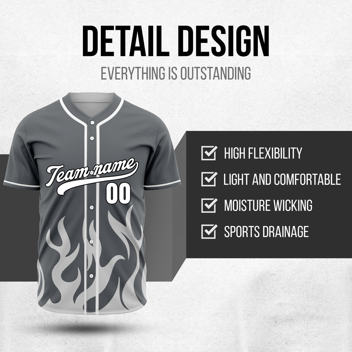 Custom Burnout Dark Grey Baseball Sports Jersey Personalized Uniform with Name & Number