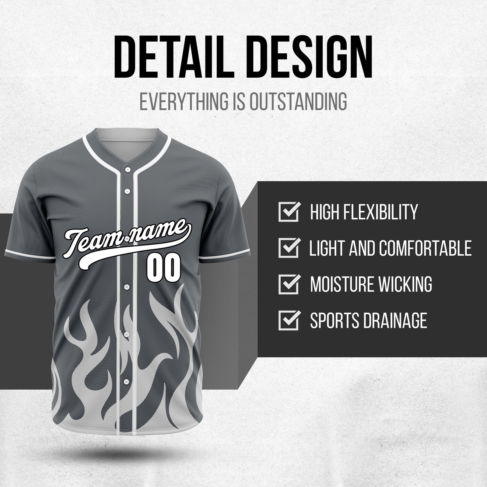 Custom Burnout Dark Grey Baseball Sports Jersey Personalized Uniform with Name & Number