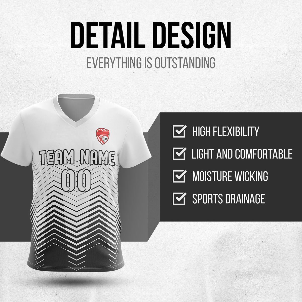 Custom Apex Strike V-Side Pattern White Soccer Sport Tops Jersey