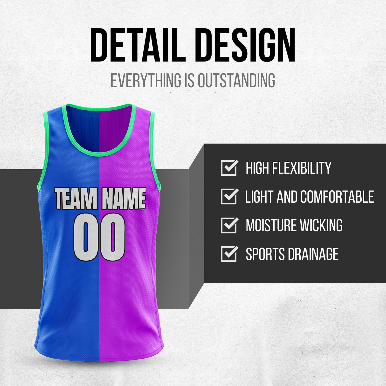 Custom Elite Split Fashion Purple Tops Basketball Jersey