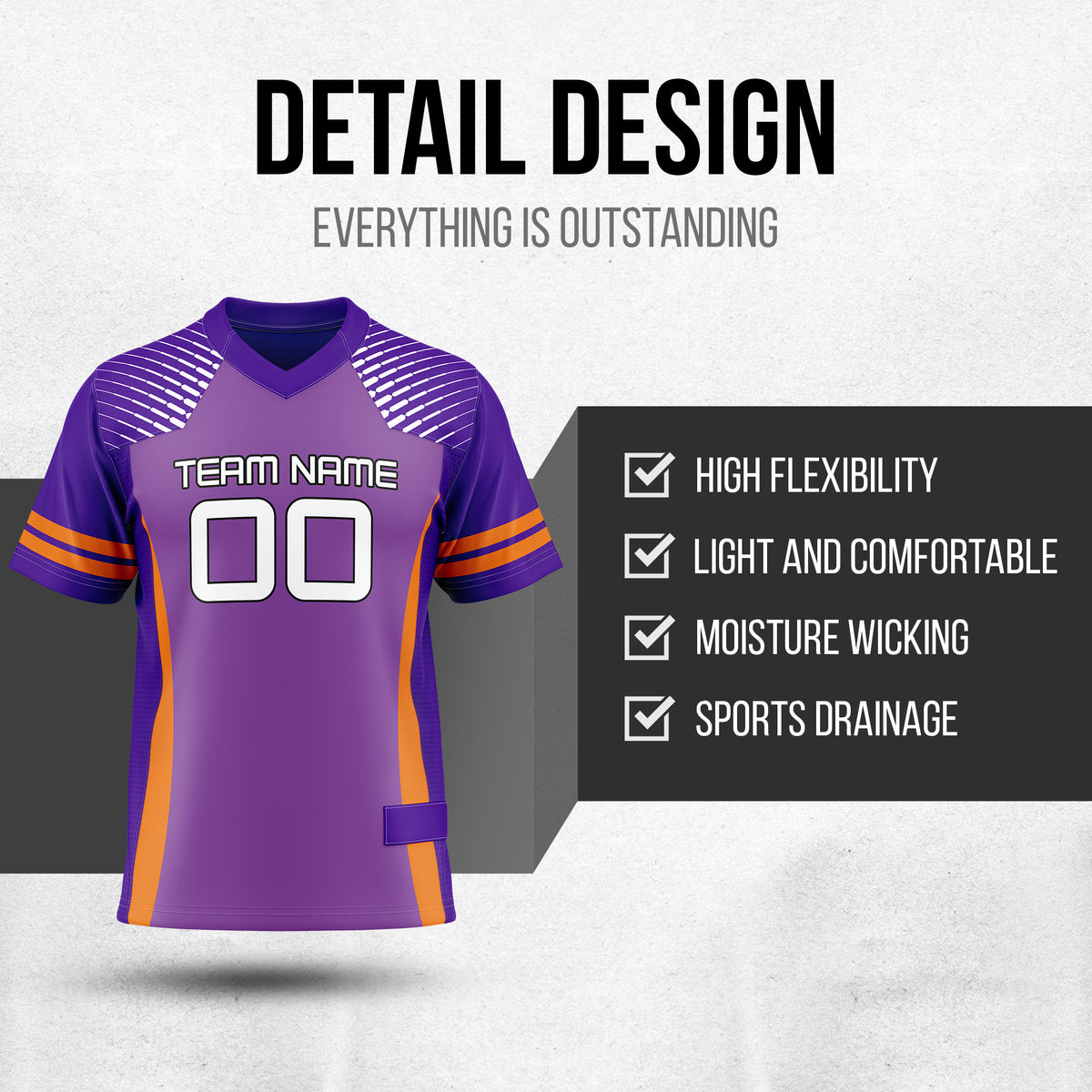 Custom Classical Style Purple Field Jersey Flag Football Jersey