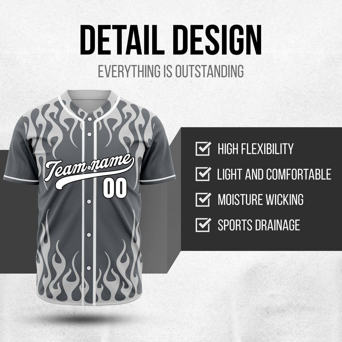 Custom Frostburn Dark Grey Baseball Sports Jersey Personalized Uniform with Name & Number