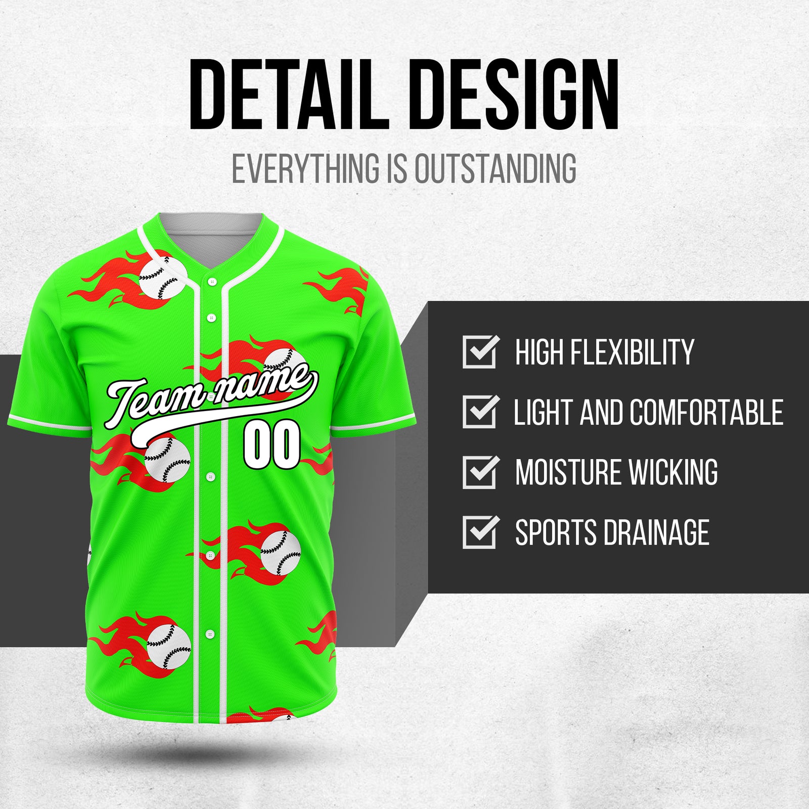 Custom Fireballers Neon Green Baseball Sports Jersey Personalized Uniform with Name & Number