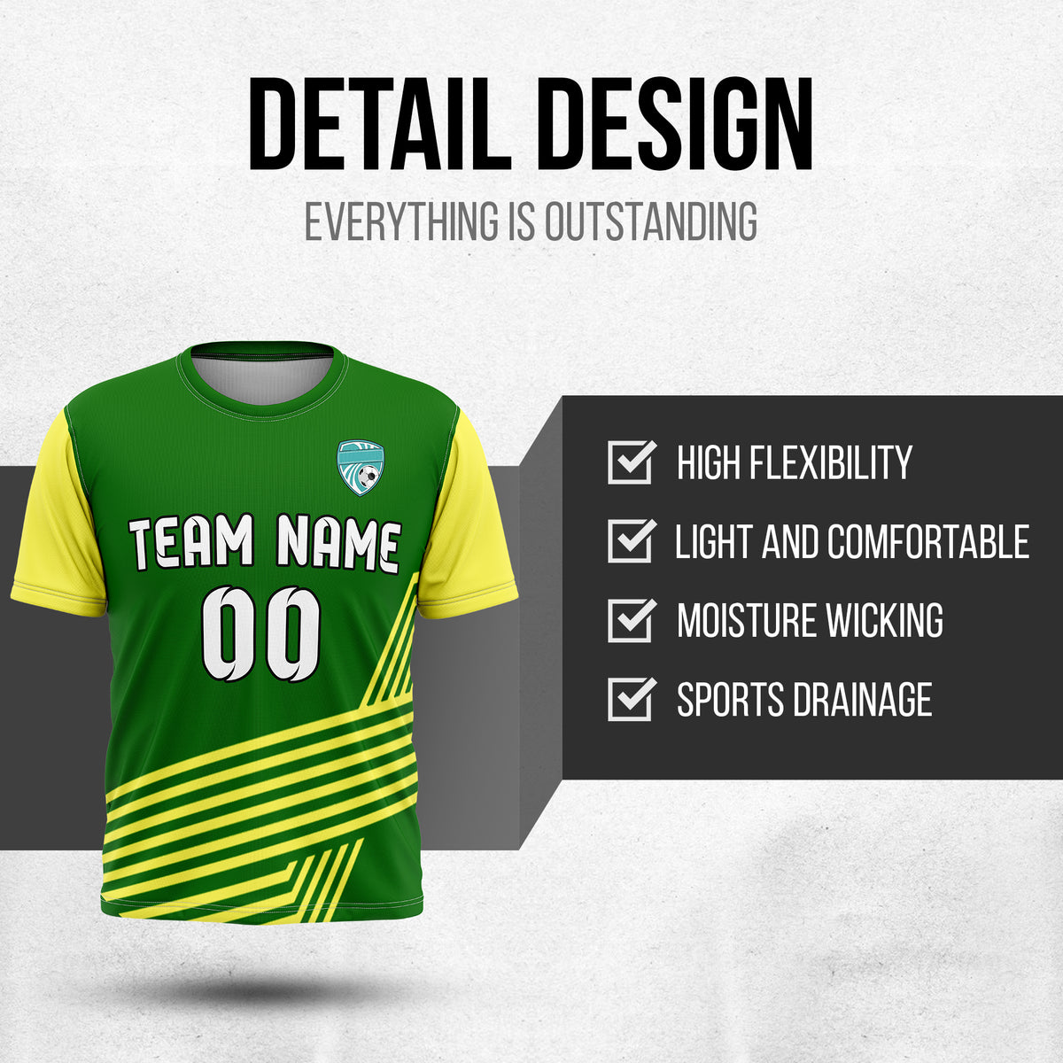 Custom Soccer R Side Pattern Green Rapid Line Sports Tops Jersey