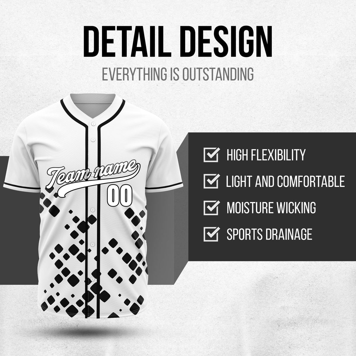 Custom Shadow Spark White Baseball Sports Jersey Personalized Uniform with Name & Number