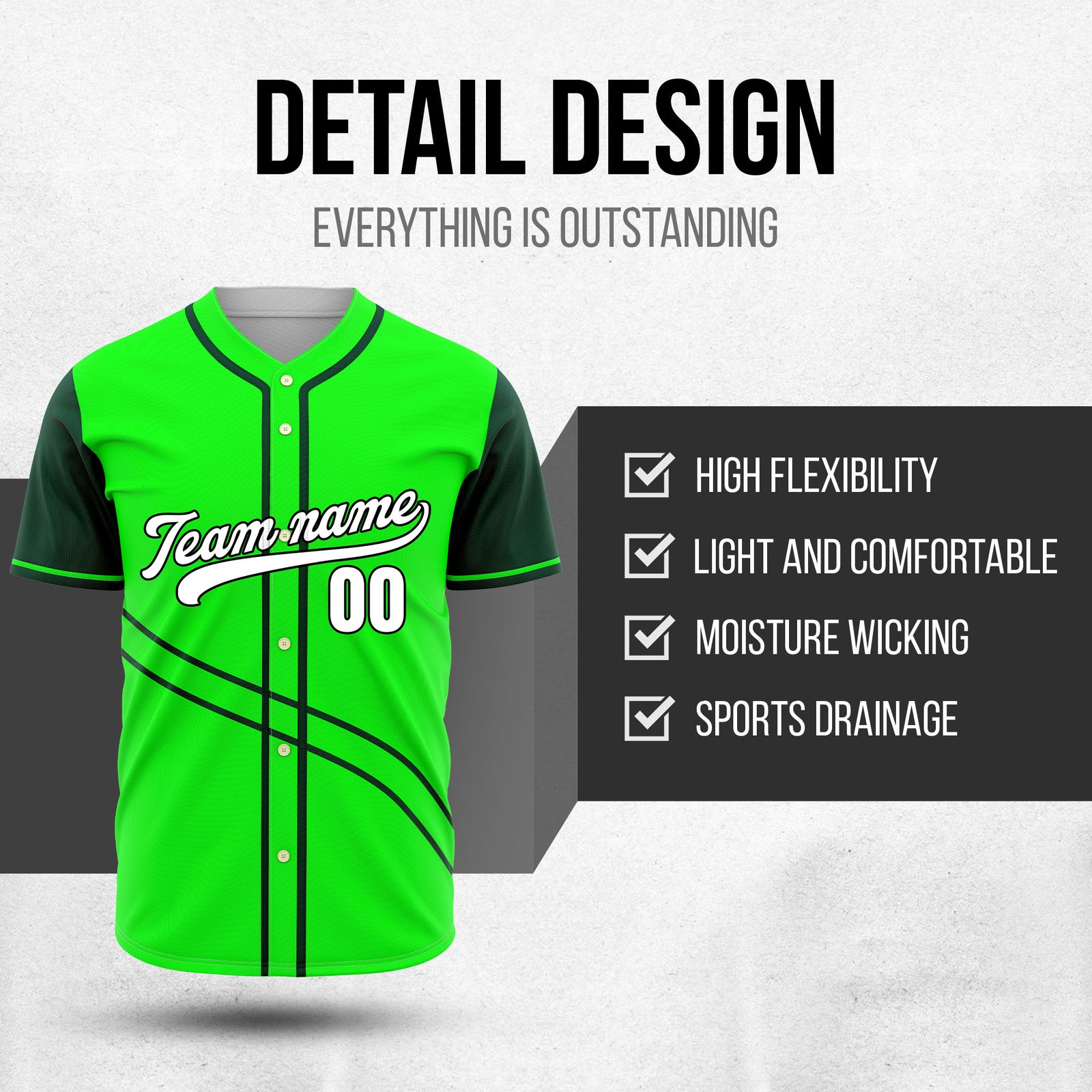 Custom Swift Green Raglan Style Baseball Sports Jersey Personalized Uniform with Name & Number