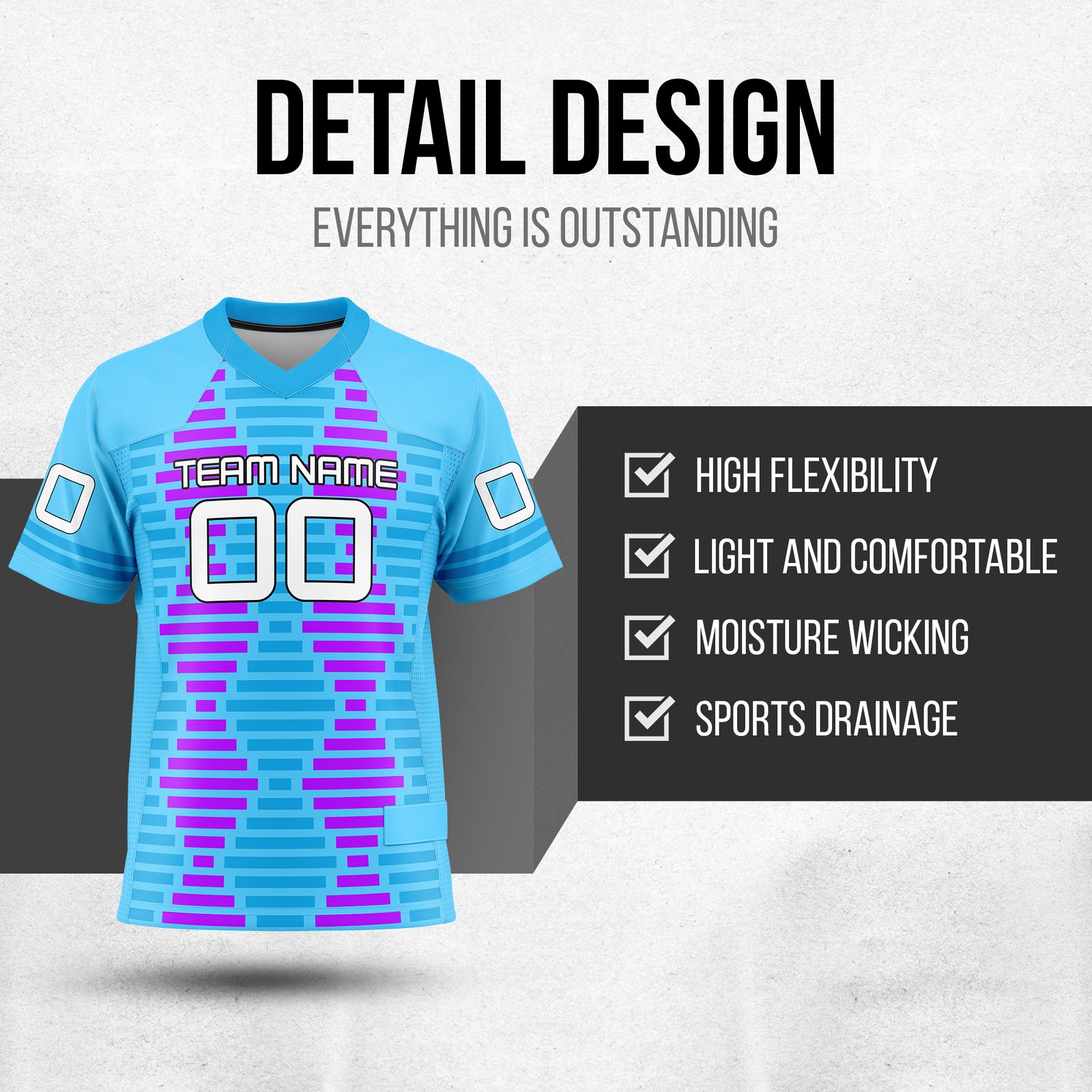 Custom Elite Blue Graphti Pattern Flag Football Jersey