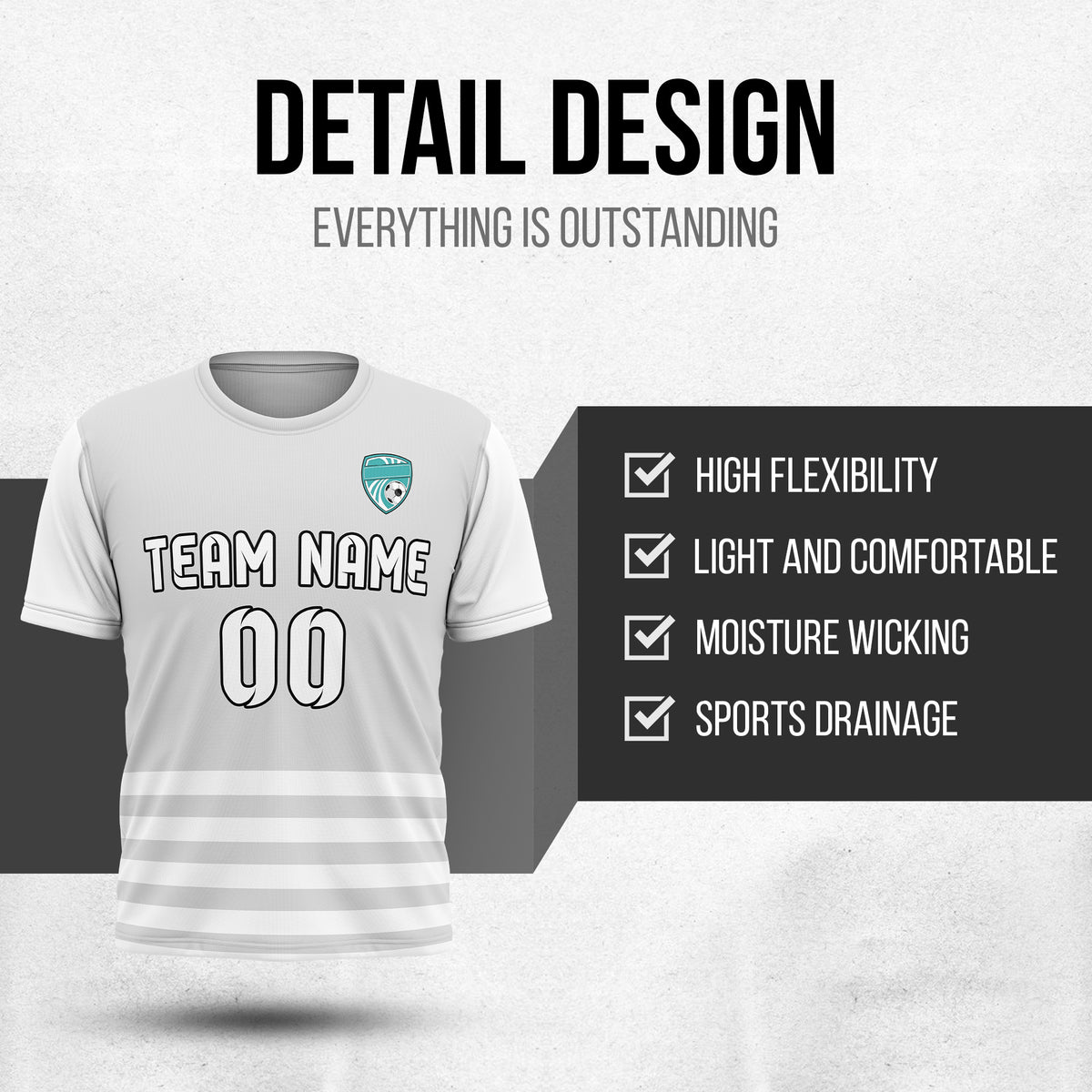 Custom Soccer R Stripes Volt Stripe Grey Sports Tops Jersey