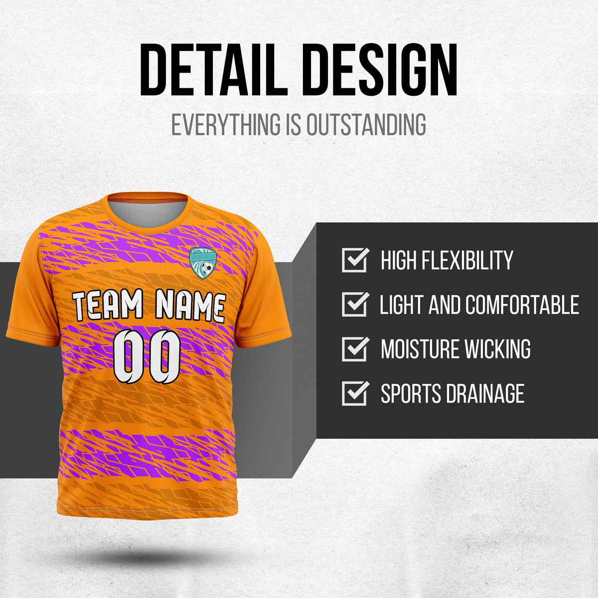 Custom Soccer Round Neck Orange Strike Sports Tops Jersey