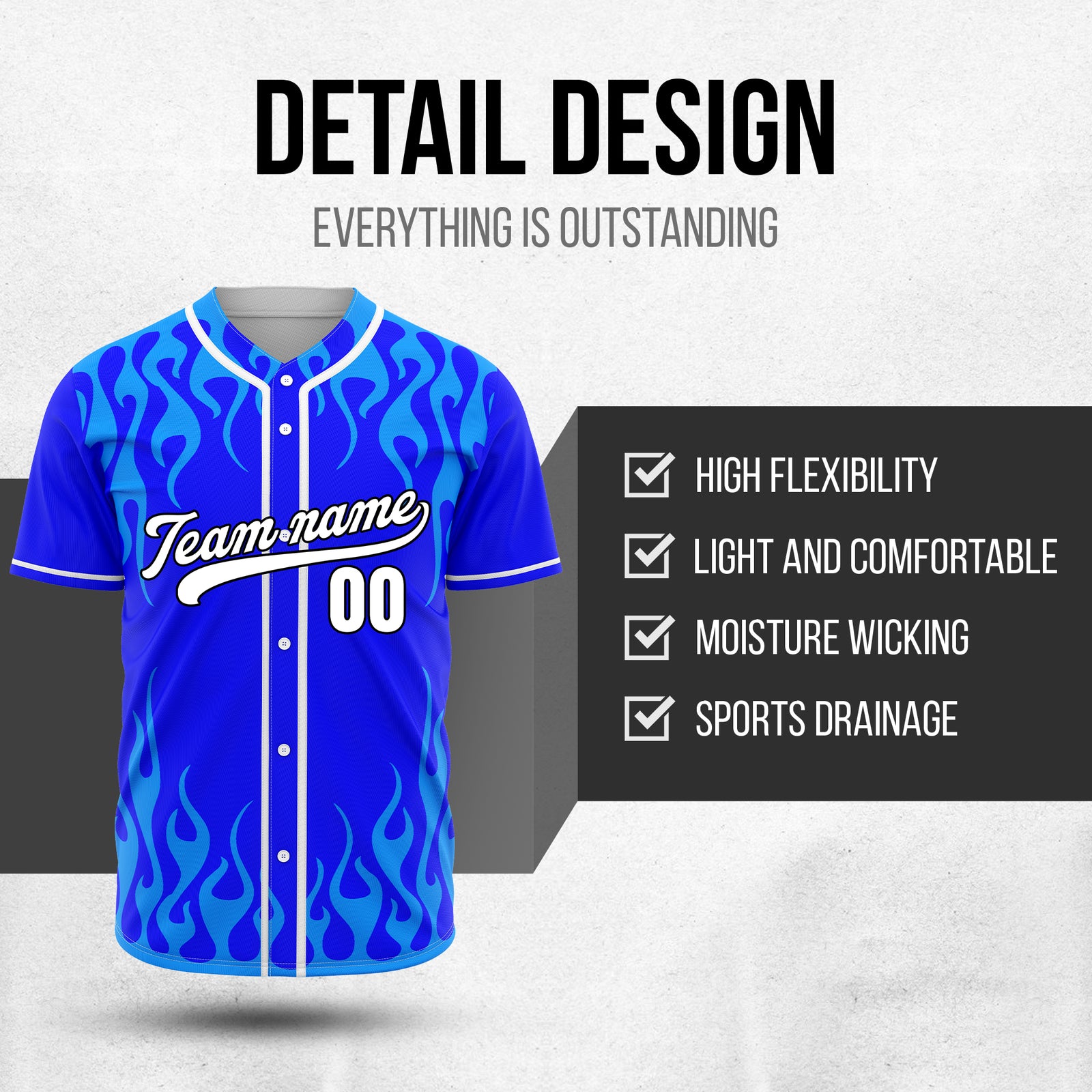 Custom Frostburn Blue Baseball Sports Jersey Personalized Uniform with Name & Number