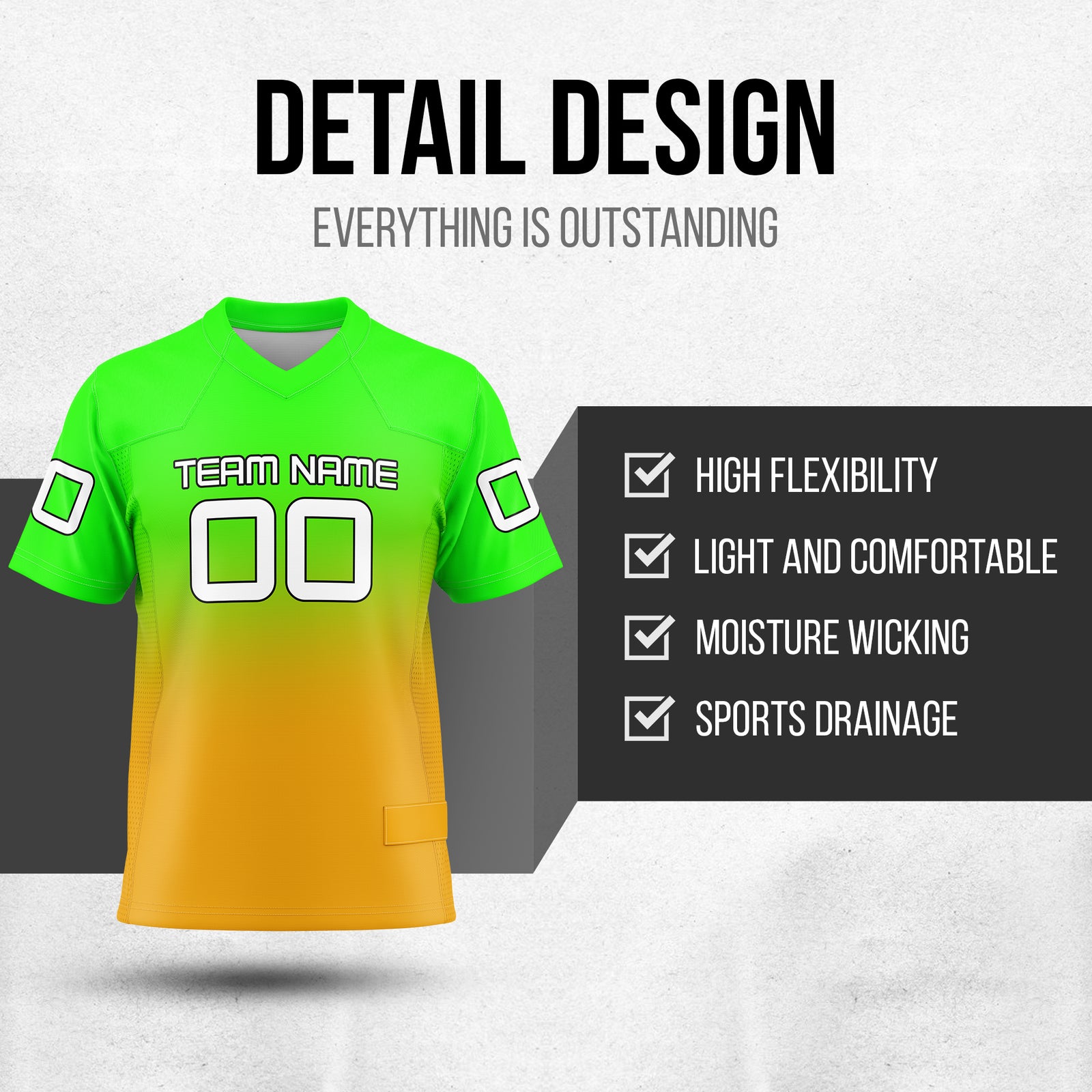 Custom Elite Neon Green Gradient Mesh Authentic Football Jersey