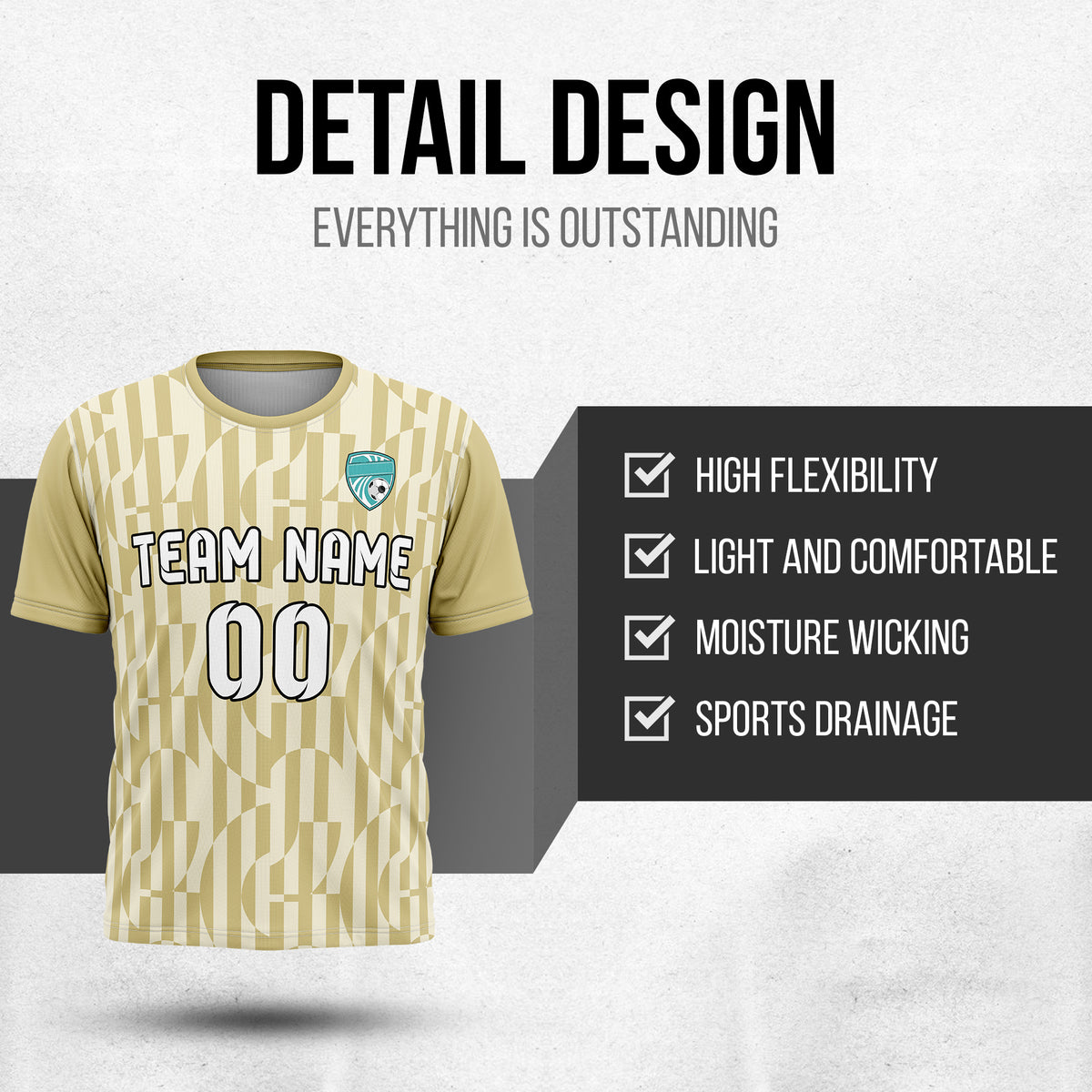 Custom Soccer Round Neck Khaki Cyclone Tops Jersey