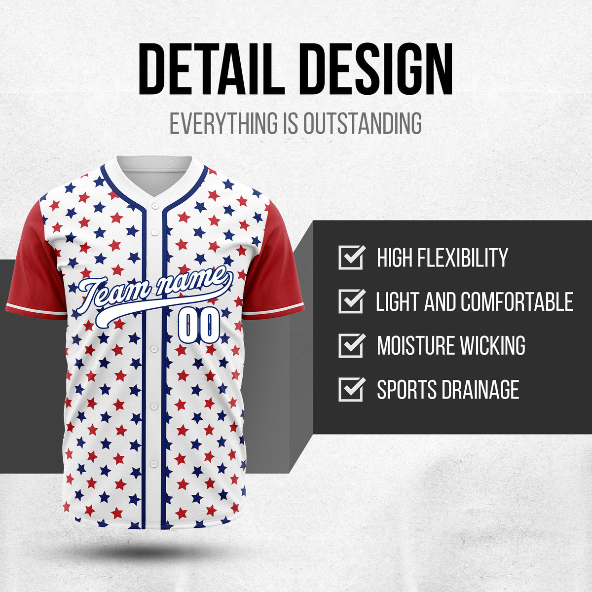 Custom American Flag Baseball Sports Jersey Stitched Personalized Uniform with Name & Number