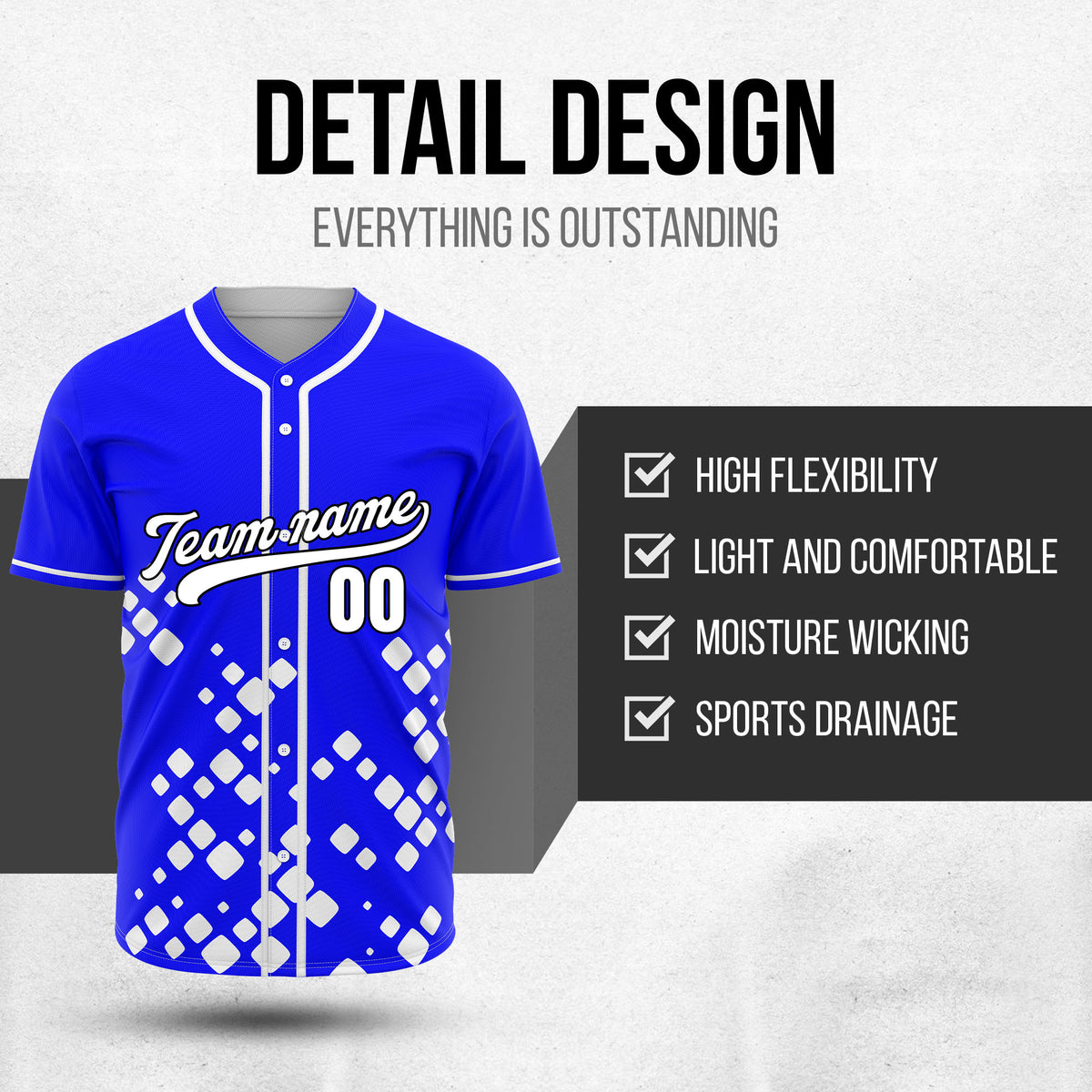Custom Shadow Spark Blue Baseball Sports Jersey Personalized Uniform with Name & Number (Copy)