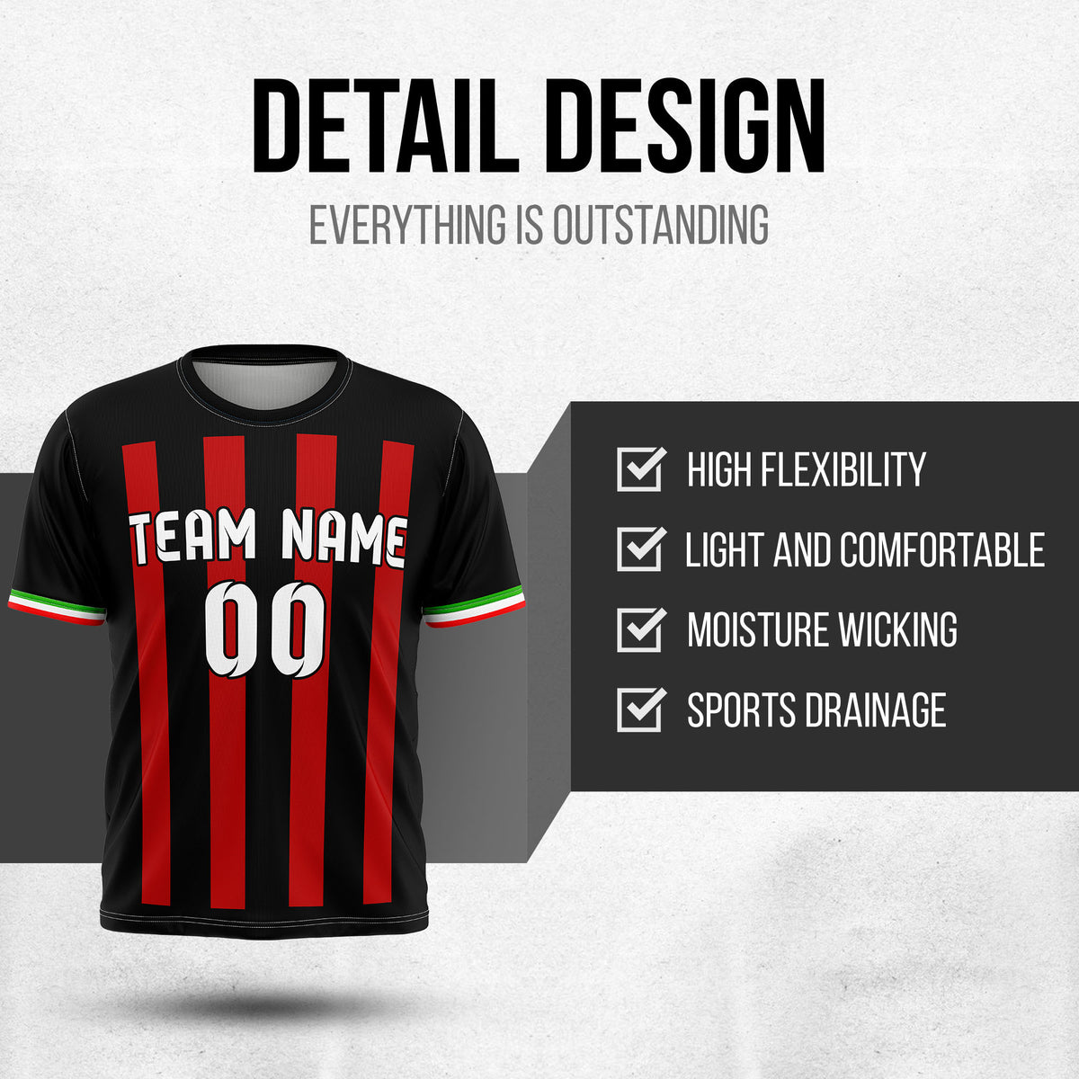 Custom AC Milan Fan Jersey Personalized with Name & Number