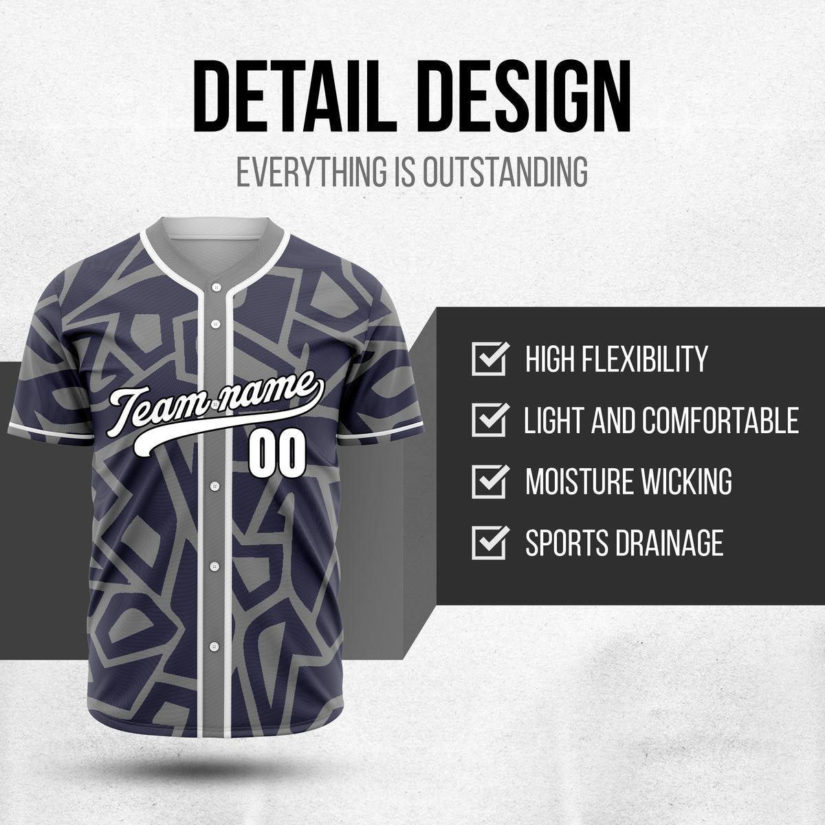 Custom Shadow Rebels Grey Baseball Sports Jersey Personalized Uniform with Name & Number