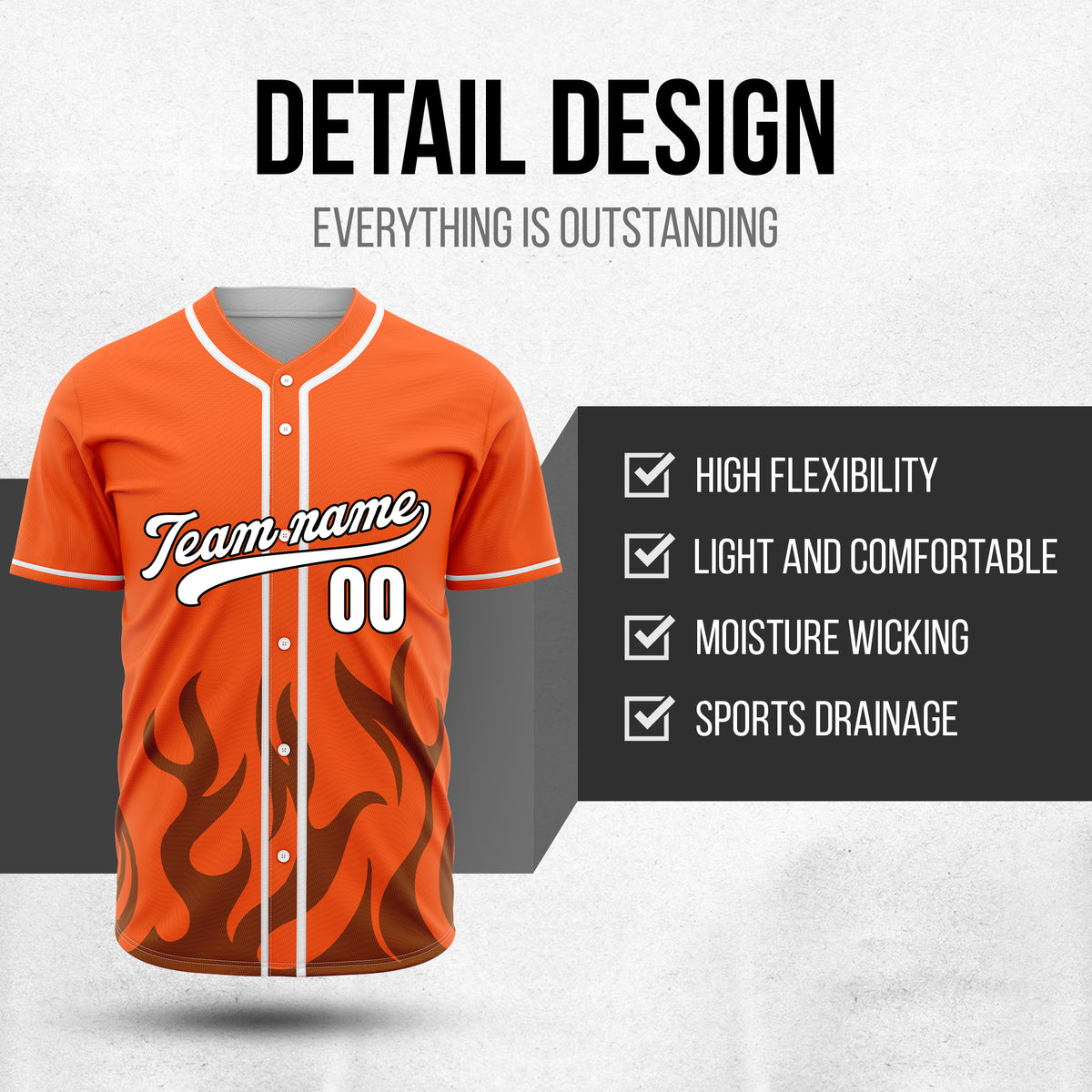 Custom Burnout Orange Baseball Sports Jersey Personalized Uniform with Name & Number