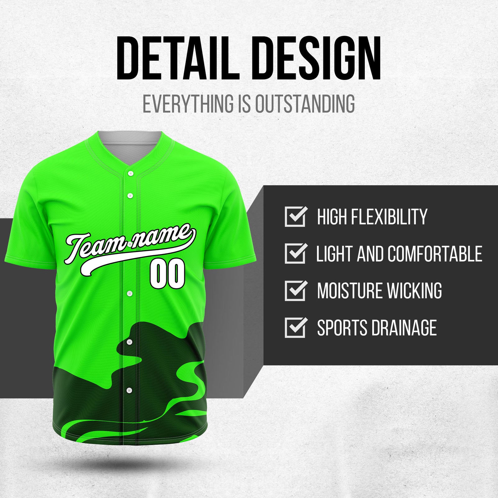 Custom Neon Green Baseball Wave Sports Jersey Personalized Uniform with Name & Number
