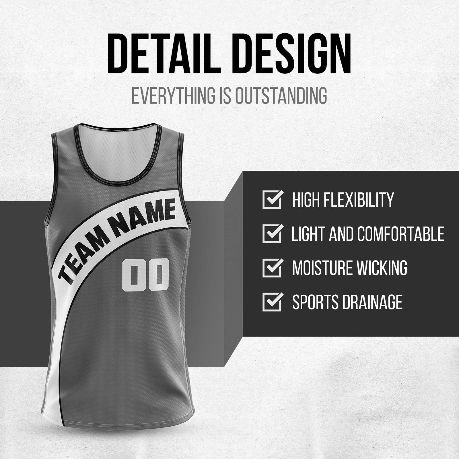 Custom Elite Dark Grey Basketball Chest Slash Classic Top