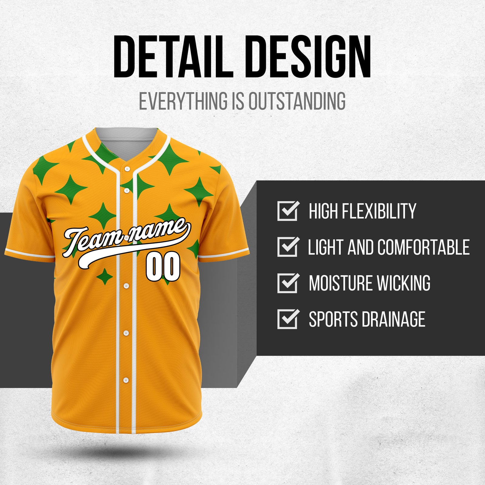 Custom Starlight Orange Baseball Sports Jersey Personalized Uniform with Name & Number