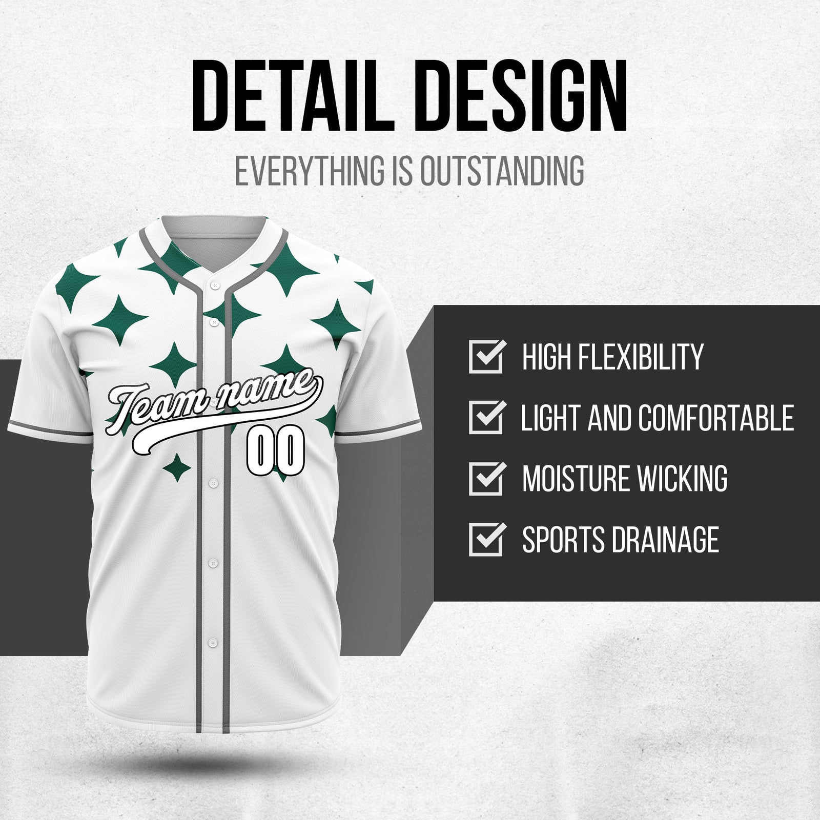 Custom Starlight White Baseball Sports Jersey Personalized Uniform with Name & Number