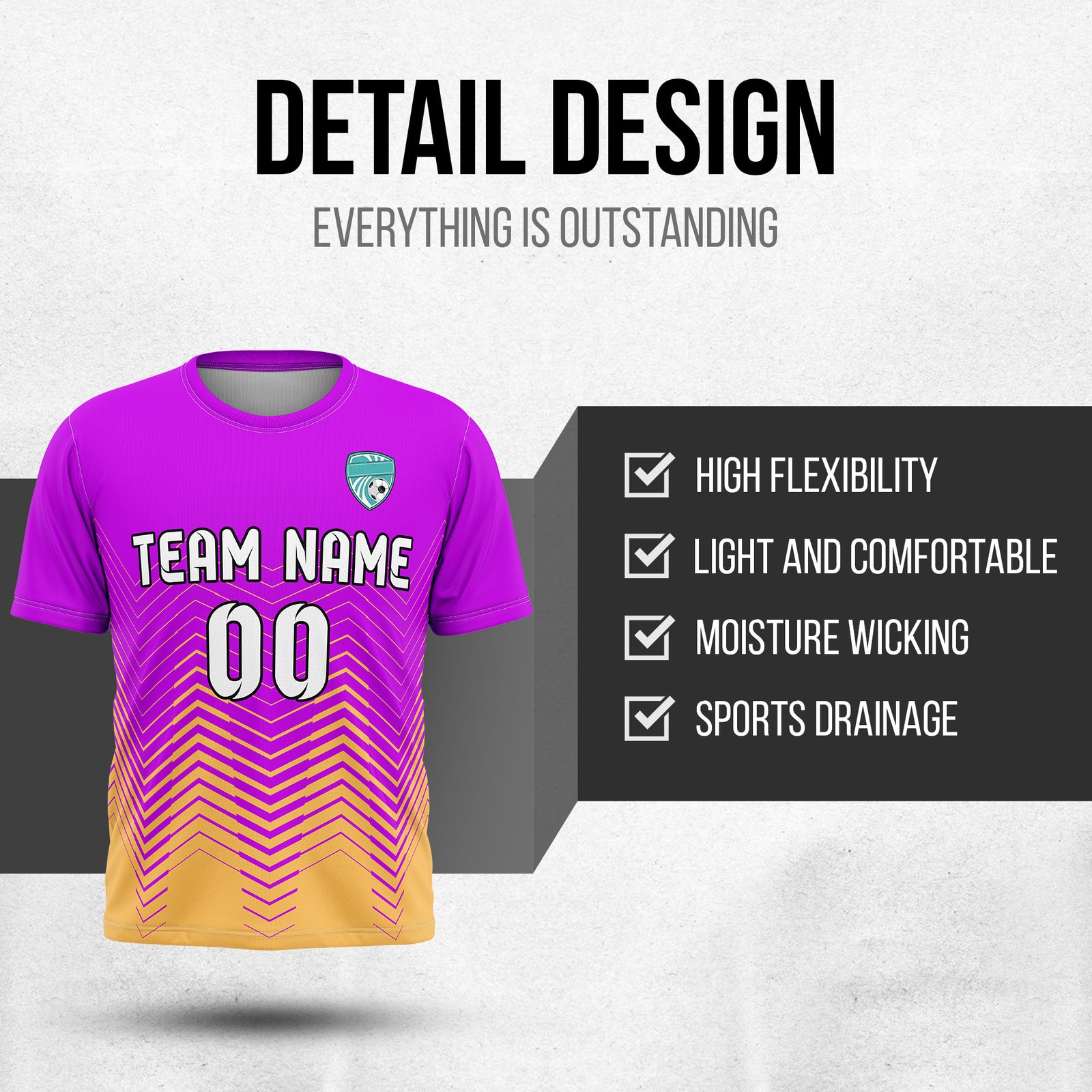 Custom Soccer R Side Pattern Purple Apex Strike Sports Tops Jersey