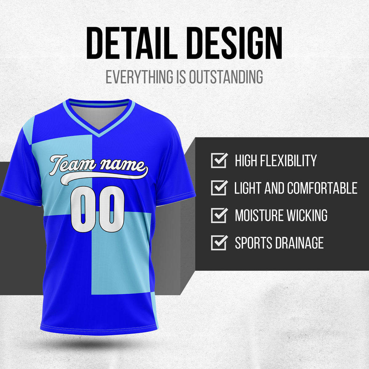 Custom Apex Colorblock Blue Baseball Sports Jersey Personalized Uniform with Name & Number