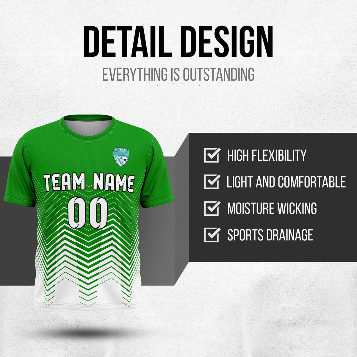 Custom Soccer R Side Pattern Green Apex Strike Sports Tops Jersey