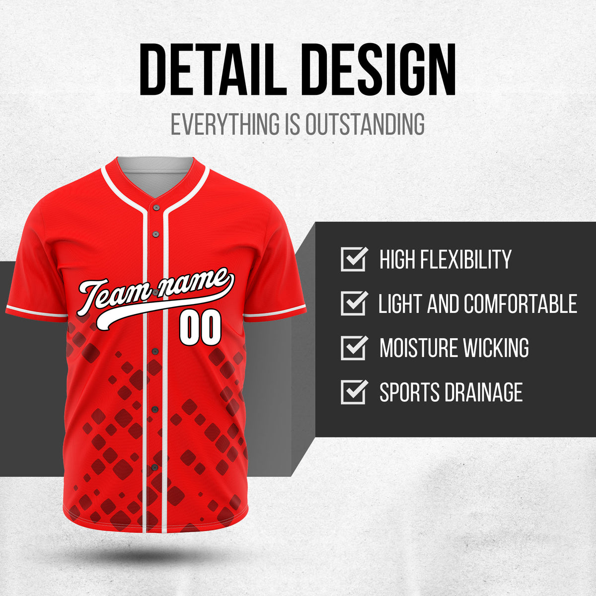 Custom Shadow Spark Red Baseball Sports Jersey Personalized Uniform with Name & Number