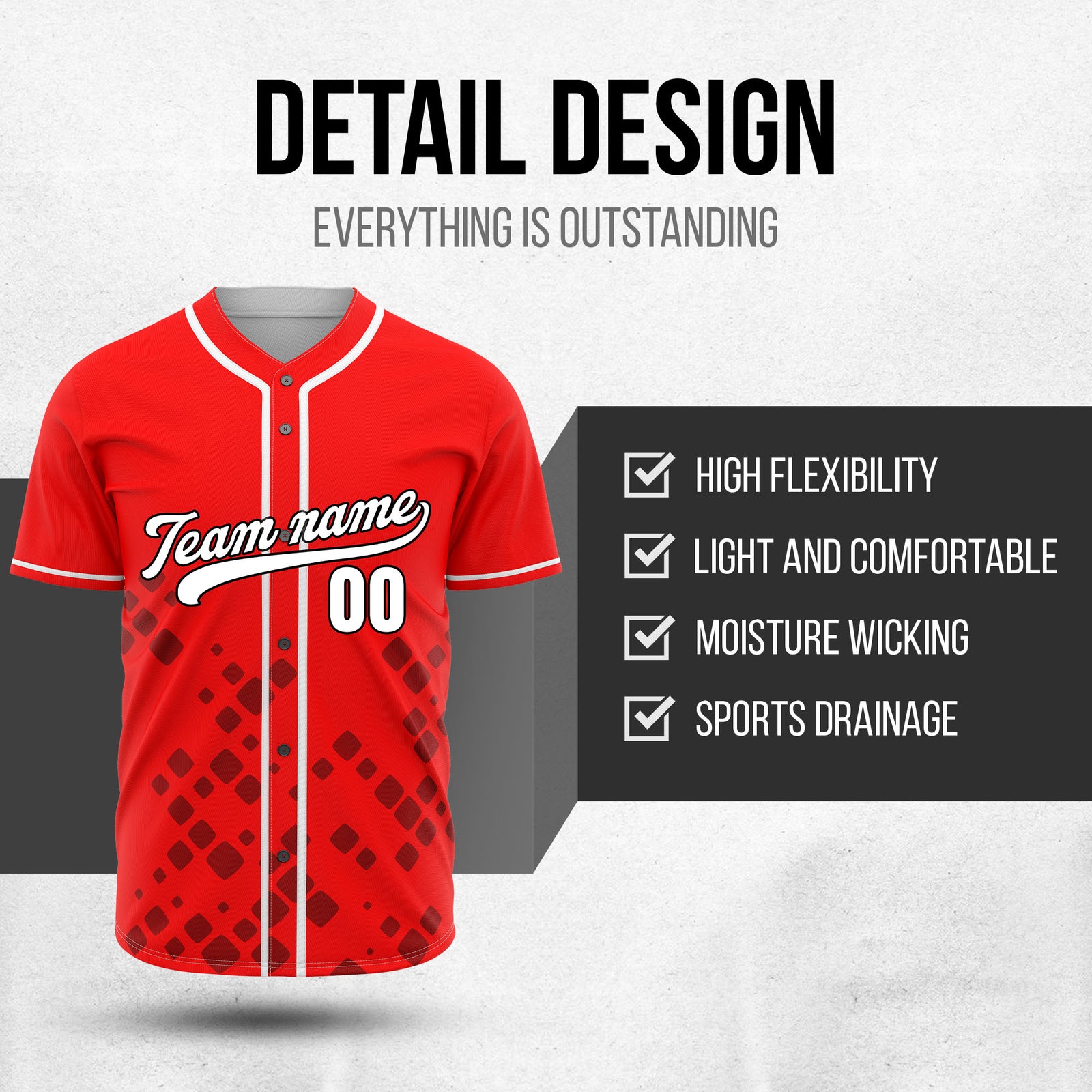 Custom Shadow Spark Red Baseball Sports Jersey Personalized Uniform with Name & Number