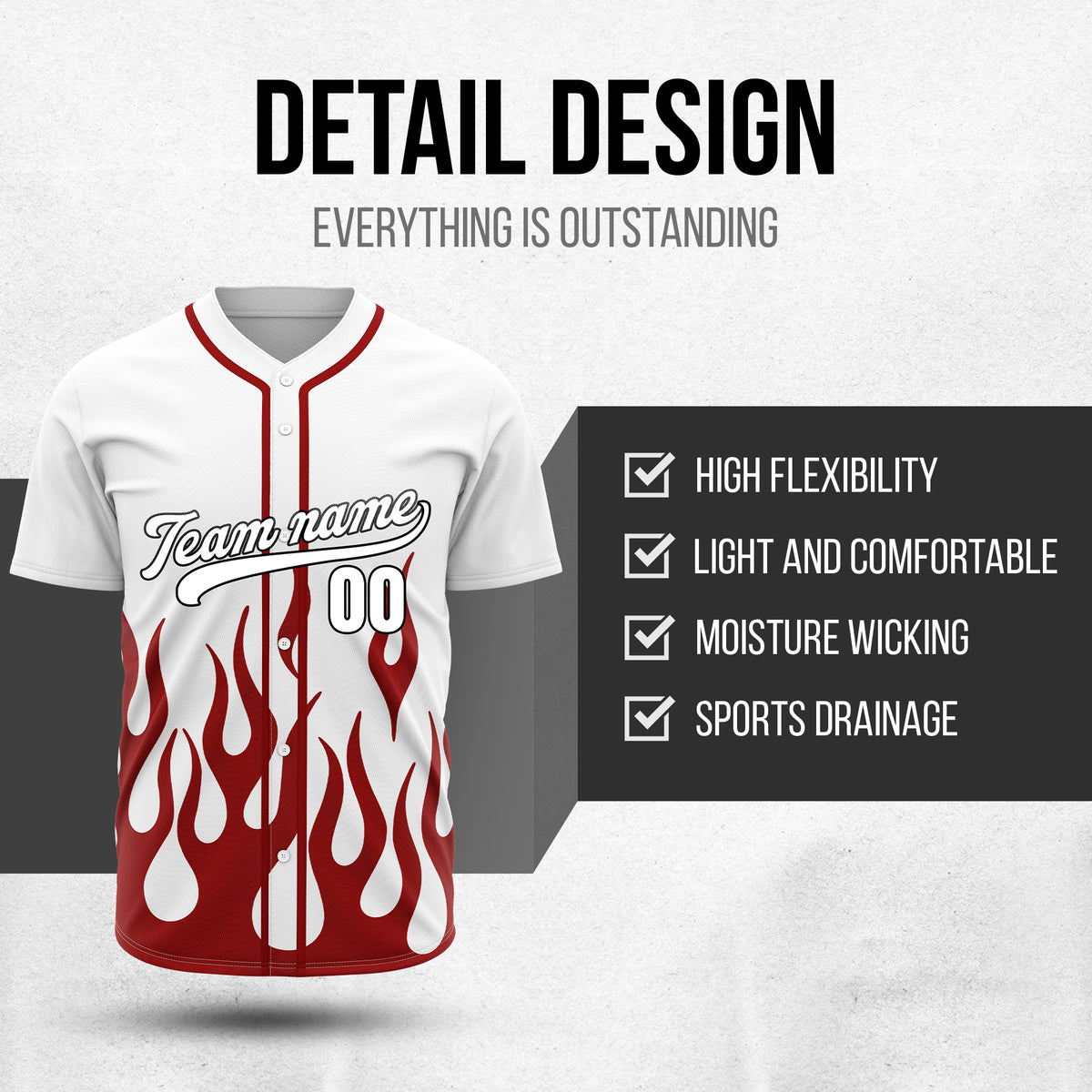 Custom Frost Fire White Baseball Sports Jersey Personalized Uniform with Name & Number