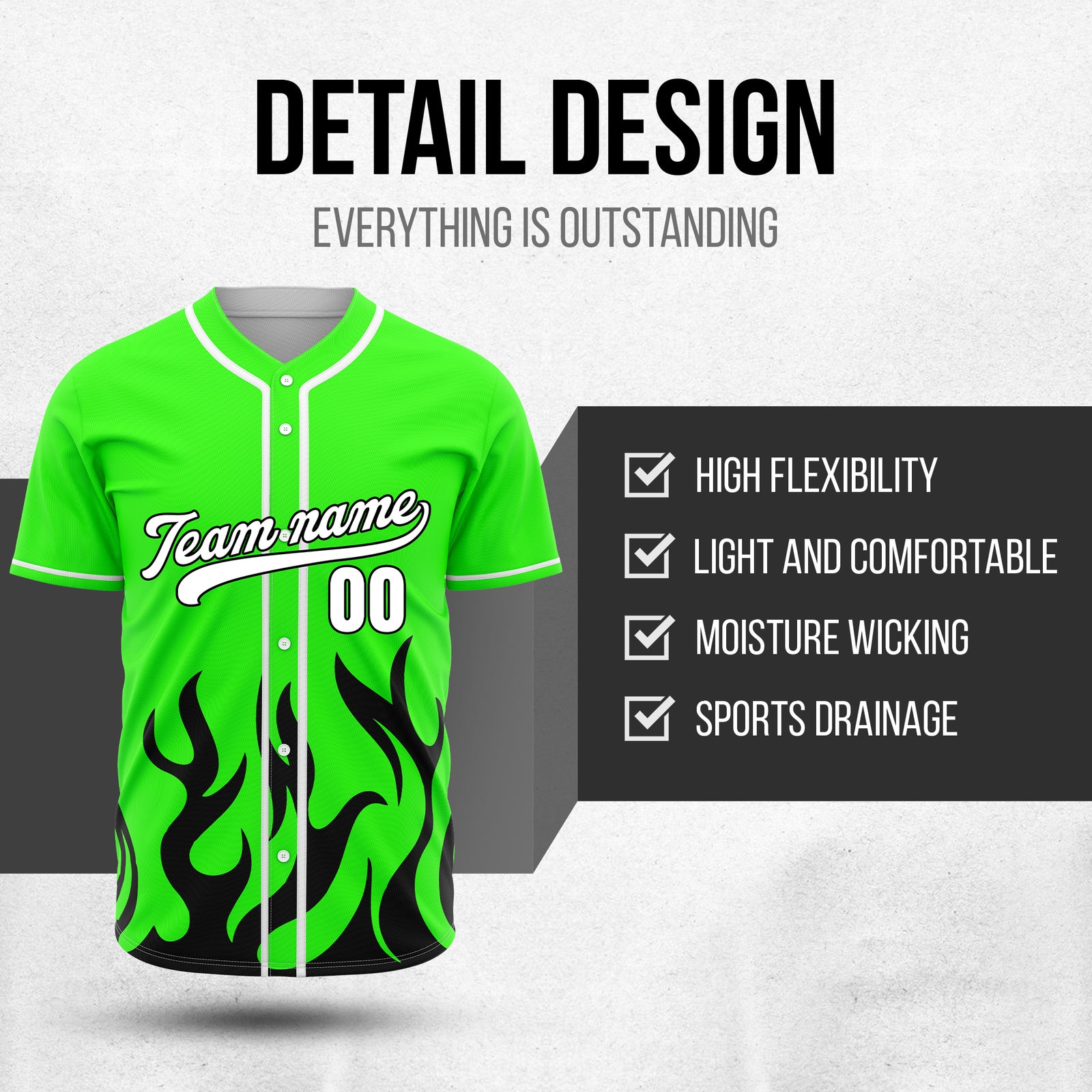 Custom Burnout Neon Green Baseball Sports Jersey Personalized Uniform with Name & Number