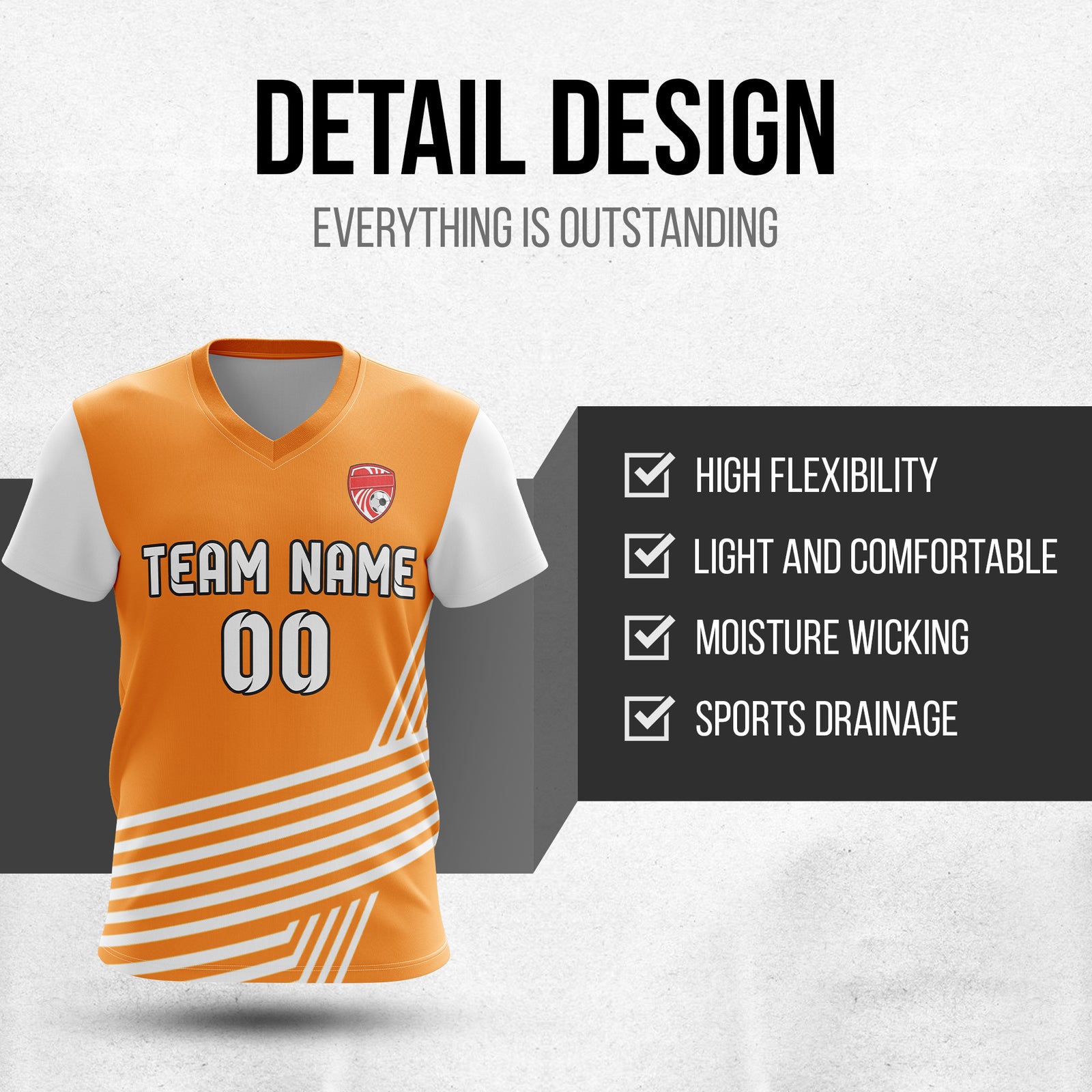 Custom Rapid Line Orange Soccer Sport Tops Jersey