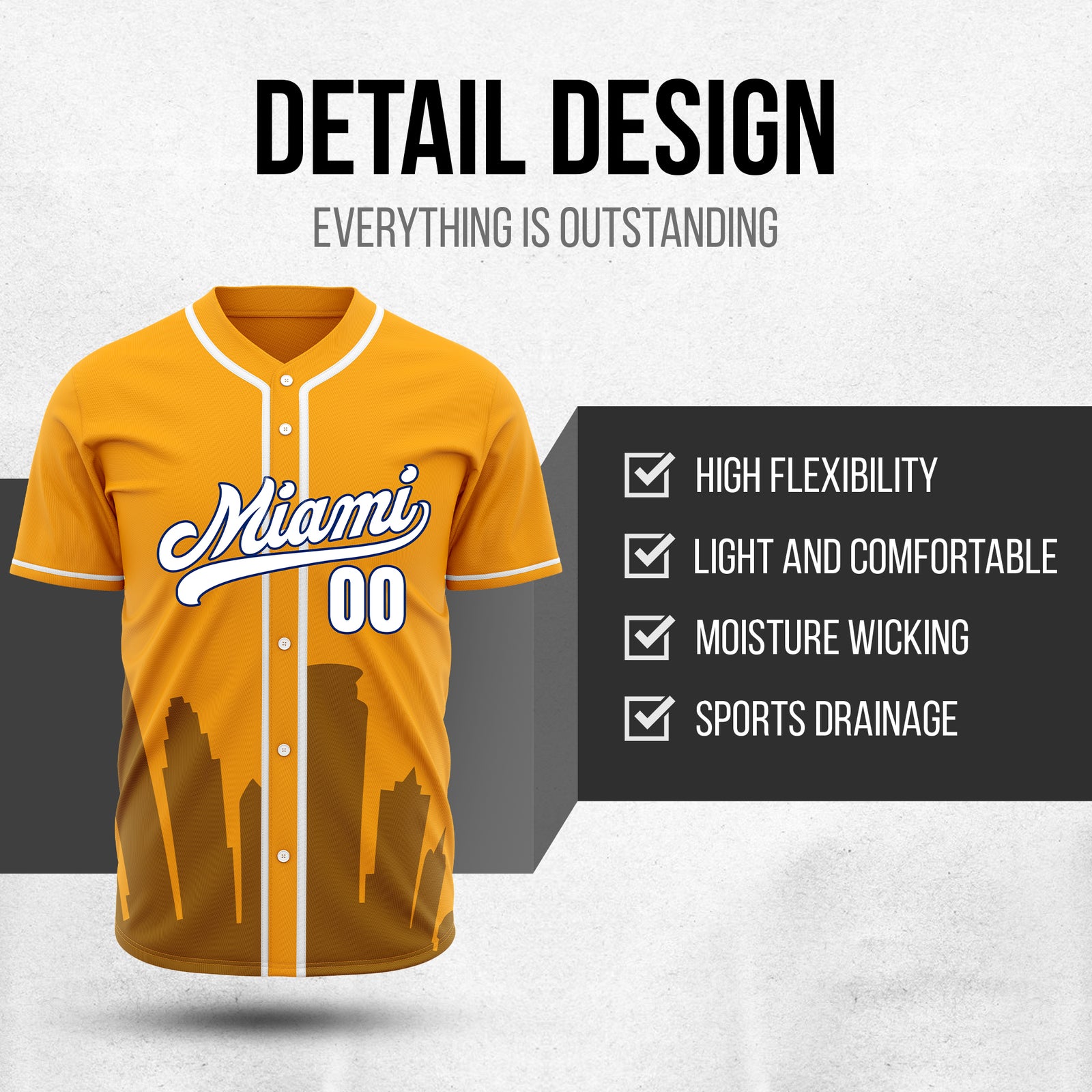 Custom City Tide Orange Baseball Sports Jersey Personalized Uniform with Name & Number