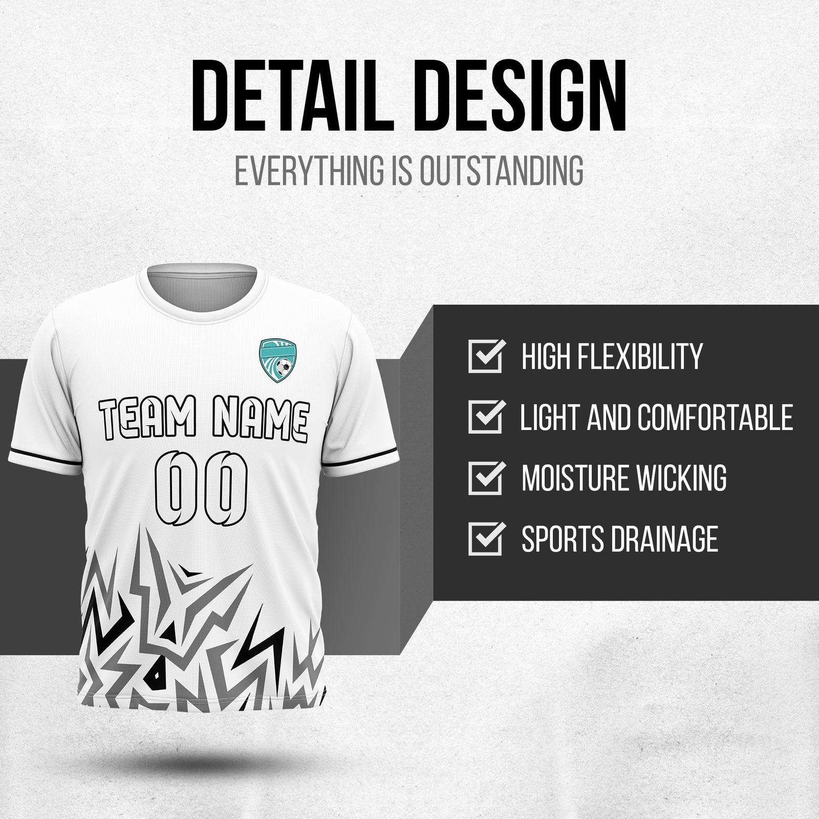 Custom Spark Strike R-Side Pattern White Sport Tops Jersey