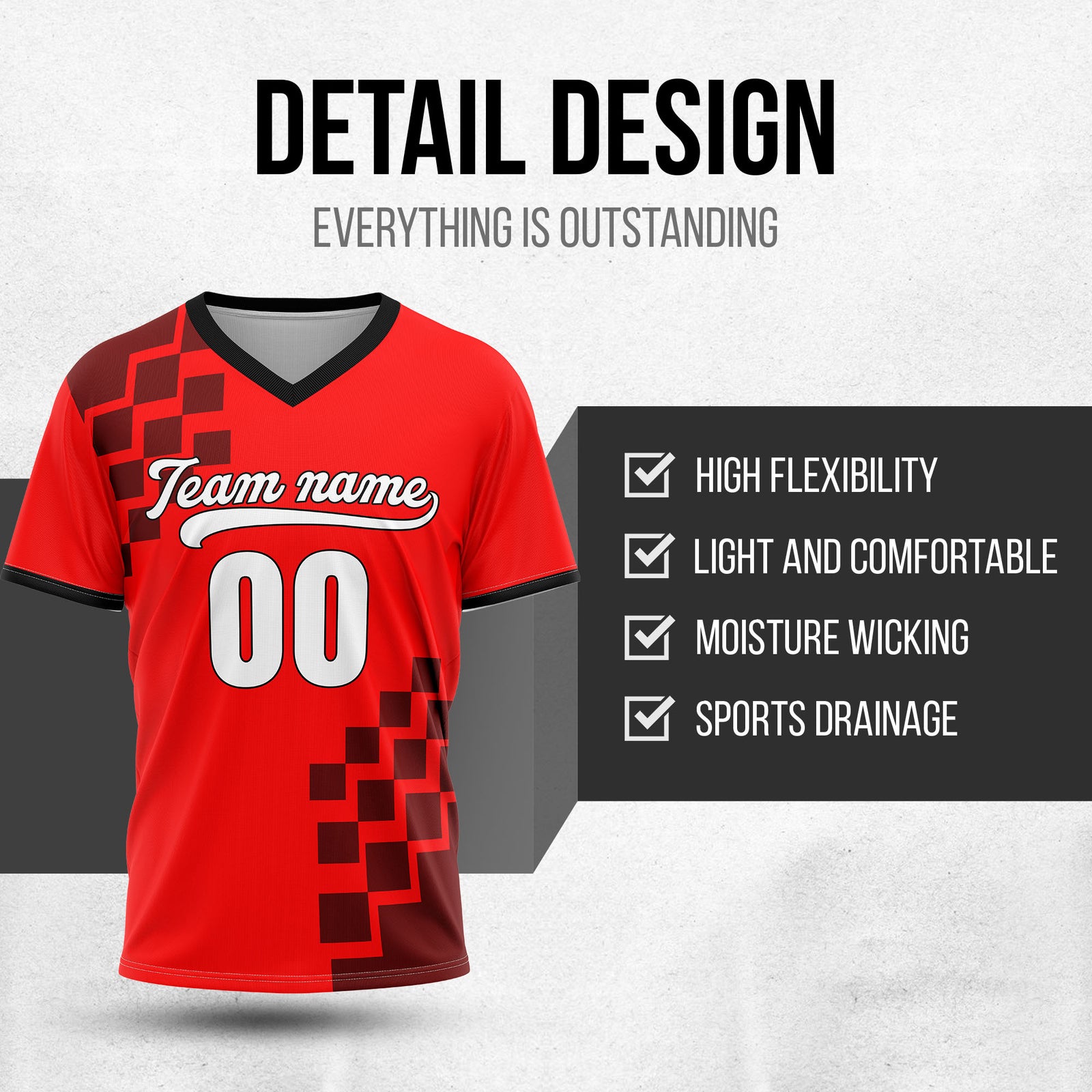 Custom Shadow Pixel Red Baseball Sports Jersey Personalized Uniform with Name & Number