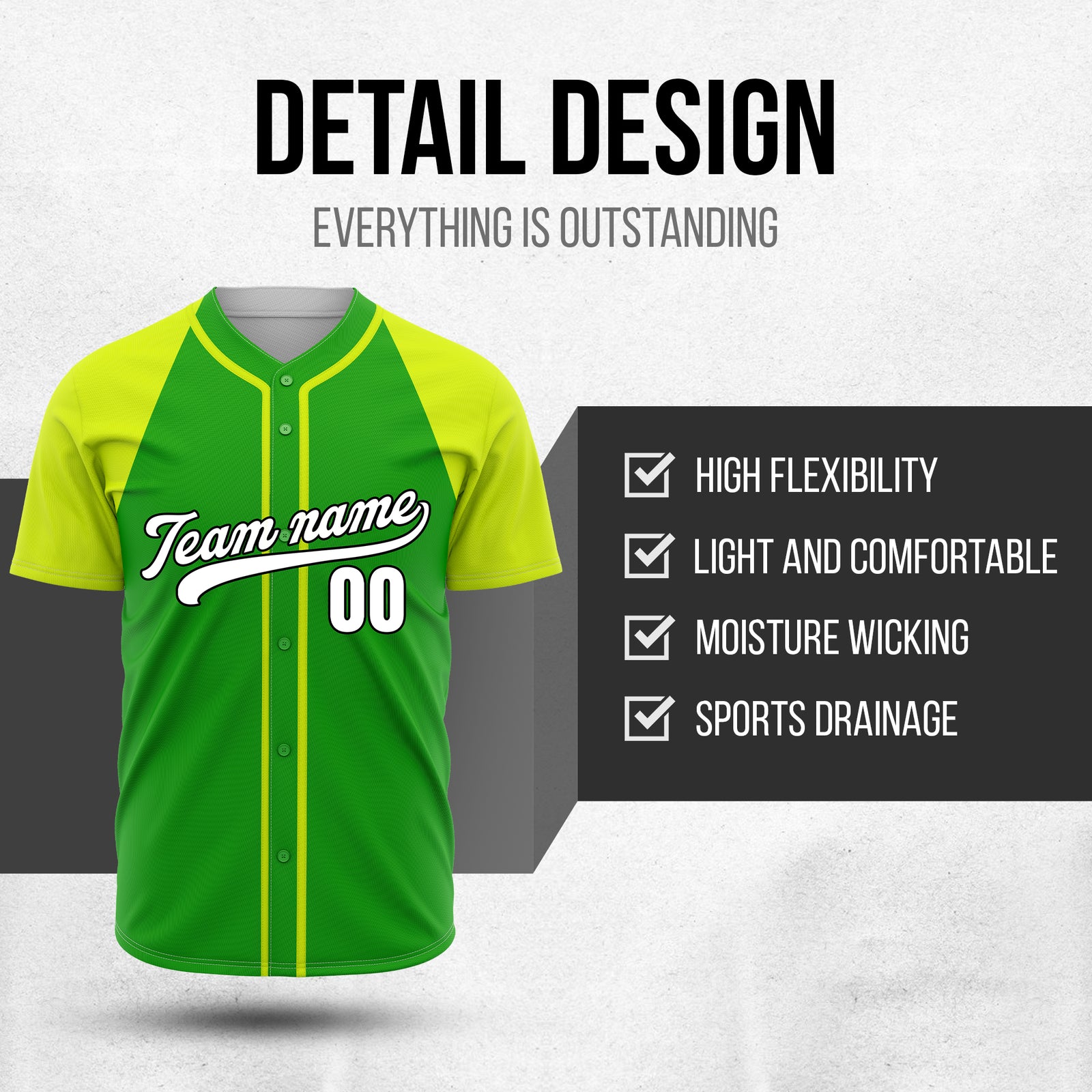 Custom Baseline Baseball Green Sports Jersey Personalized Uniform with Name & Number