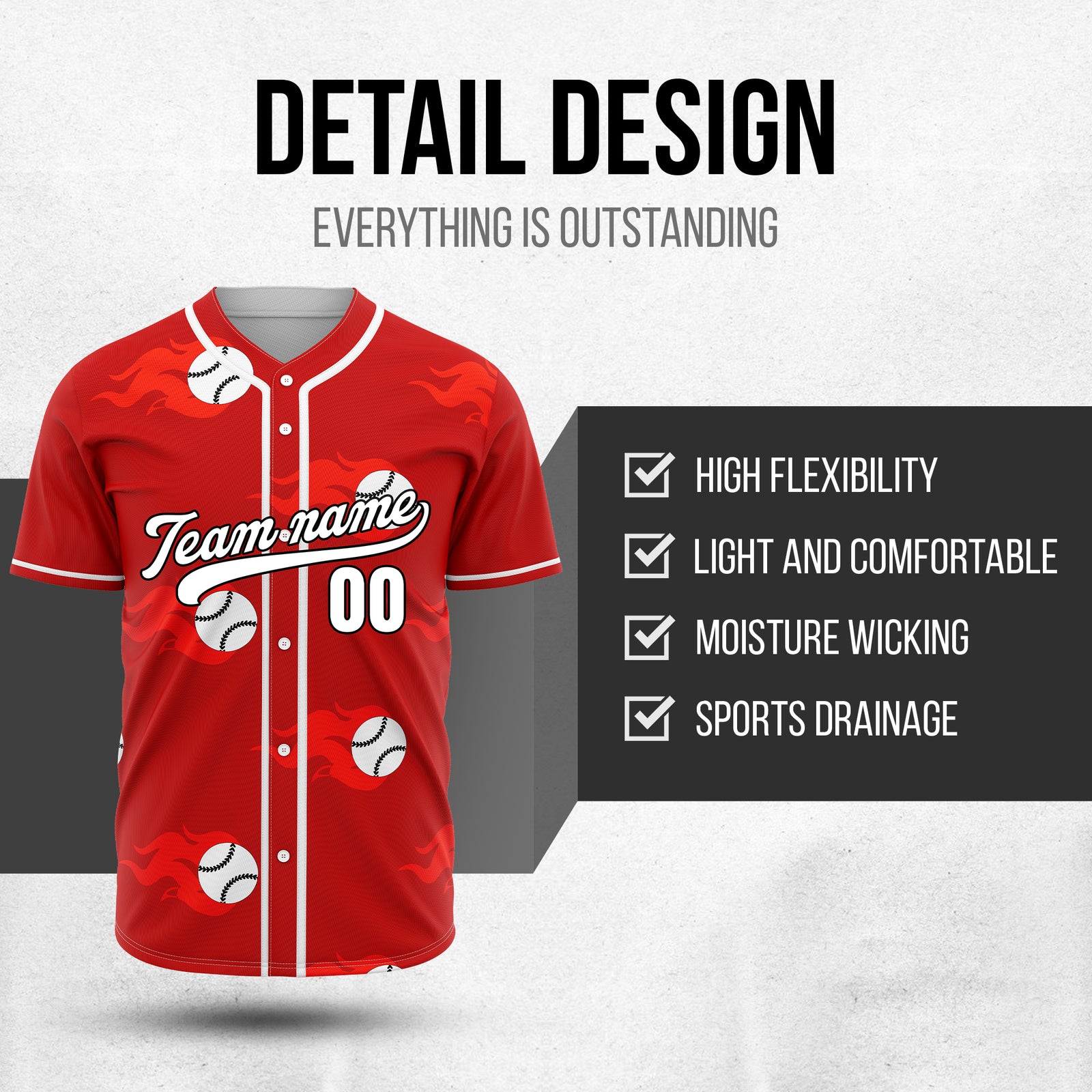 Custom Fireballers Red Baseball Sports Jersey Personalized Uniform with Name & Number
