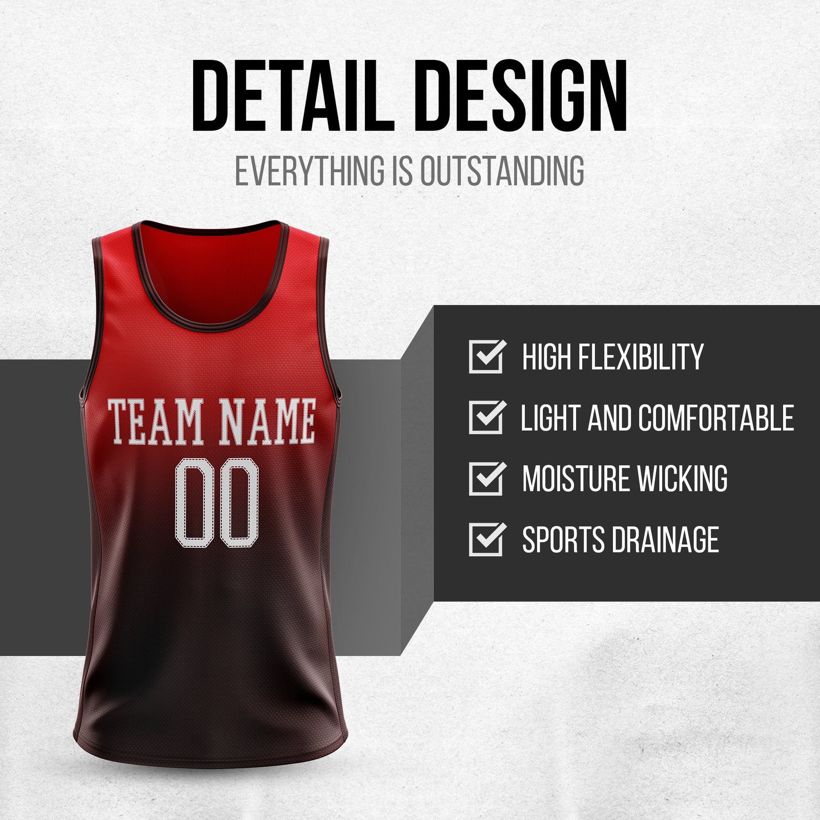 Custom  Red Gradient Fashion Tops Basketball Jersey