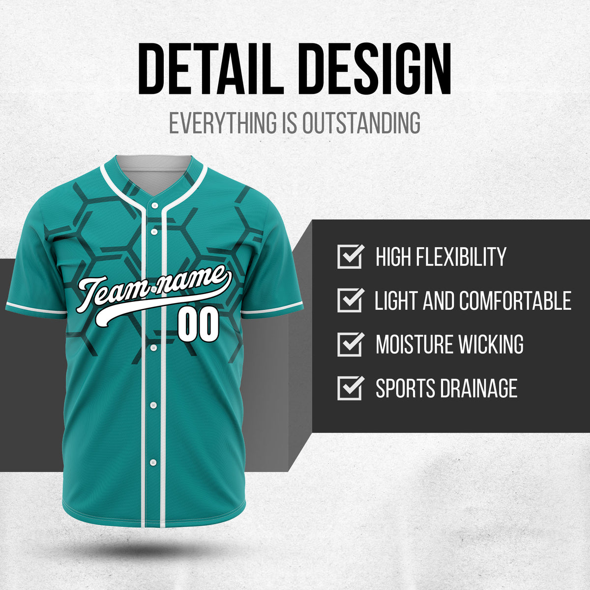 Custom Sting Force Teal Baseball Sports Jersey Personalized Uniform with Name & Number