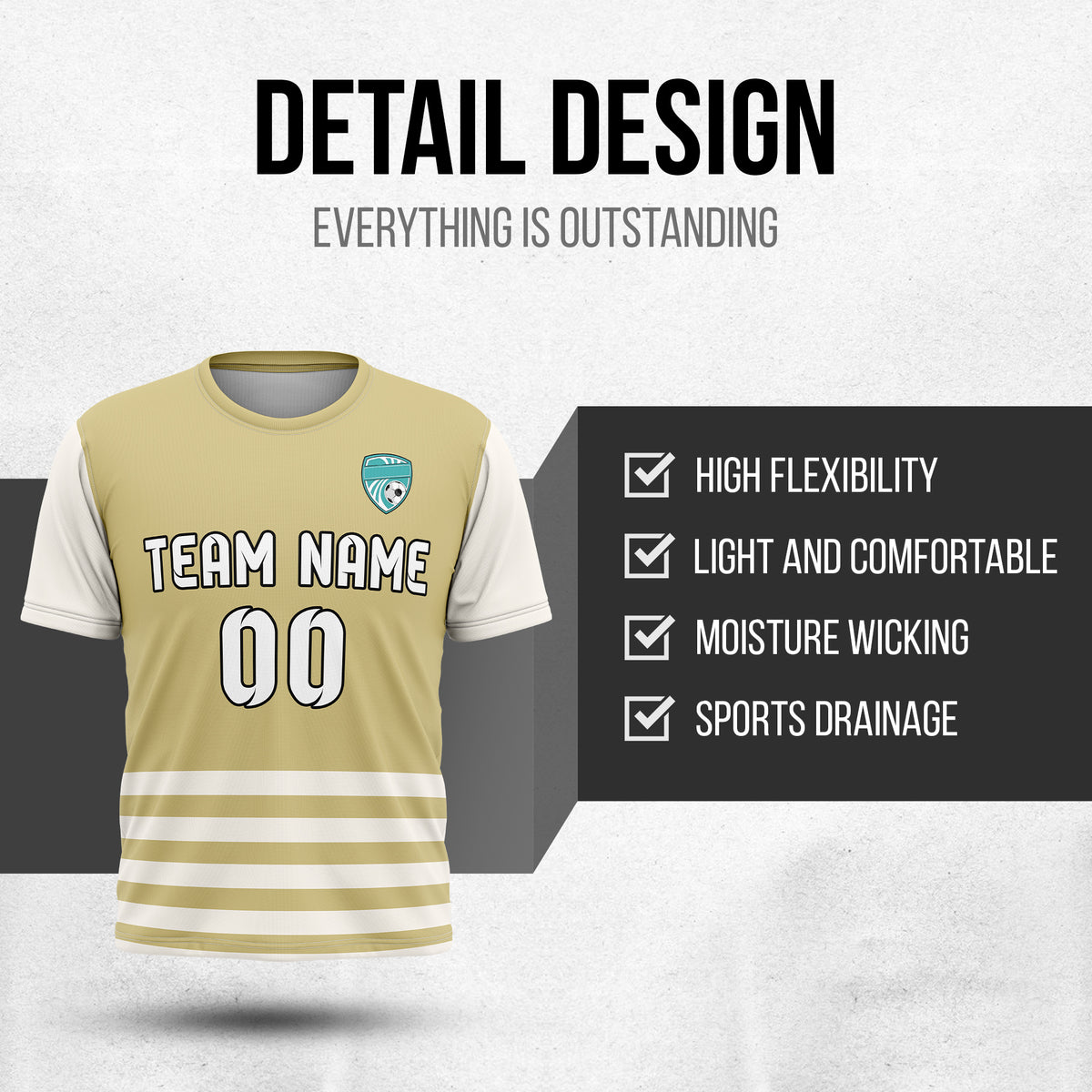 Custom Soccer R Stripes Volt Stripe Khaki Sports Tops Jersey