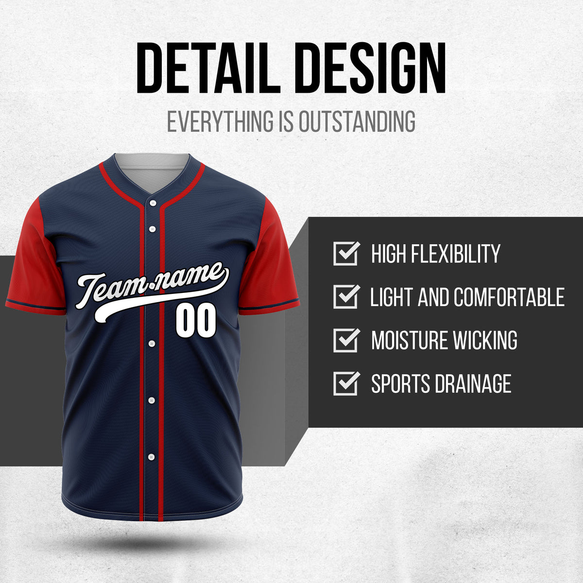 Custom Crimson Navy Raglan Style Baseball Sports Jersey Personalized Uniform with Name & Number