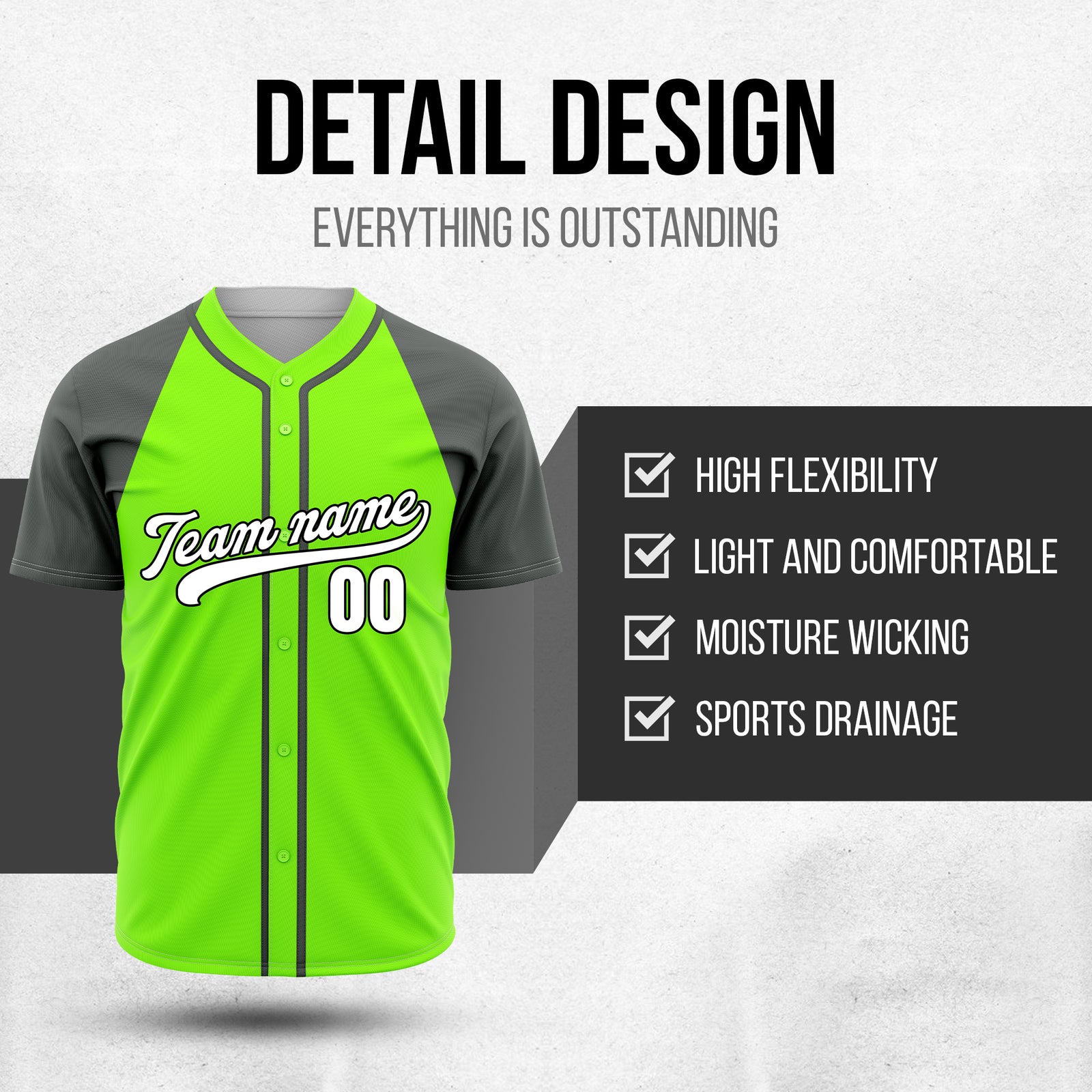 Custom Baseline Baseball Neon Green Sports Jersey Personalized Uniform with Name & Number