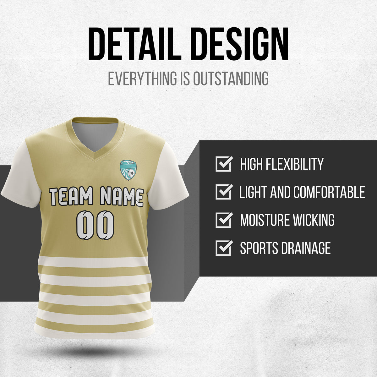 Custom BaseLine Stripe Khaki Sport Tops Jersey