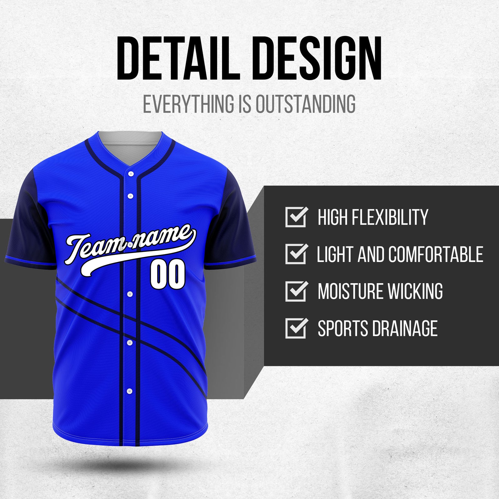 Custom Swift Blue Raglan Style Baseball Sports Jersey Personalized Uniform with Name & Number
