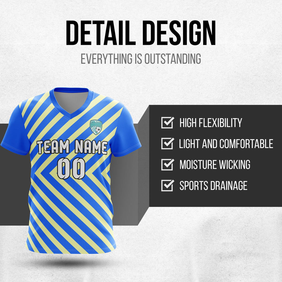 Custom Swift Stripe V-Neck Blue Sport Tops Jersey